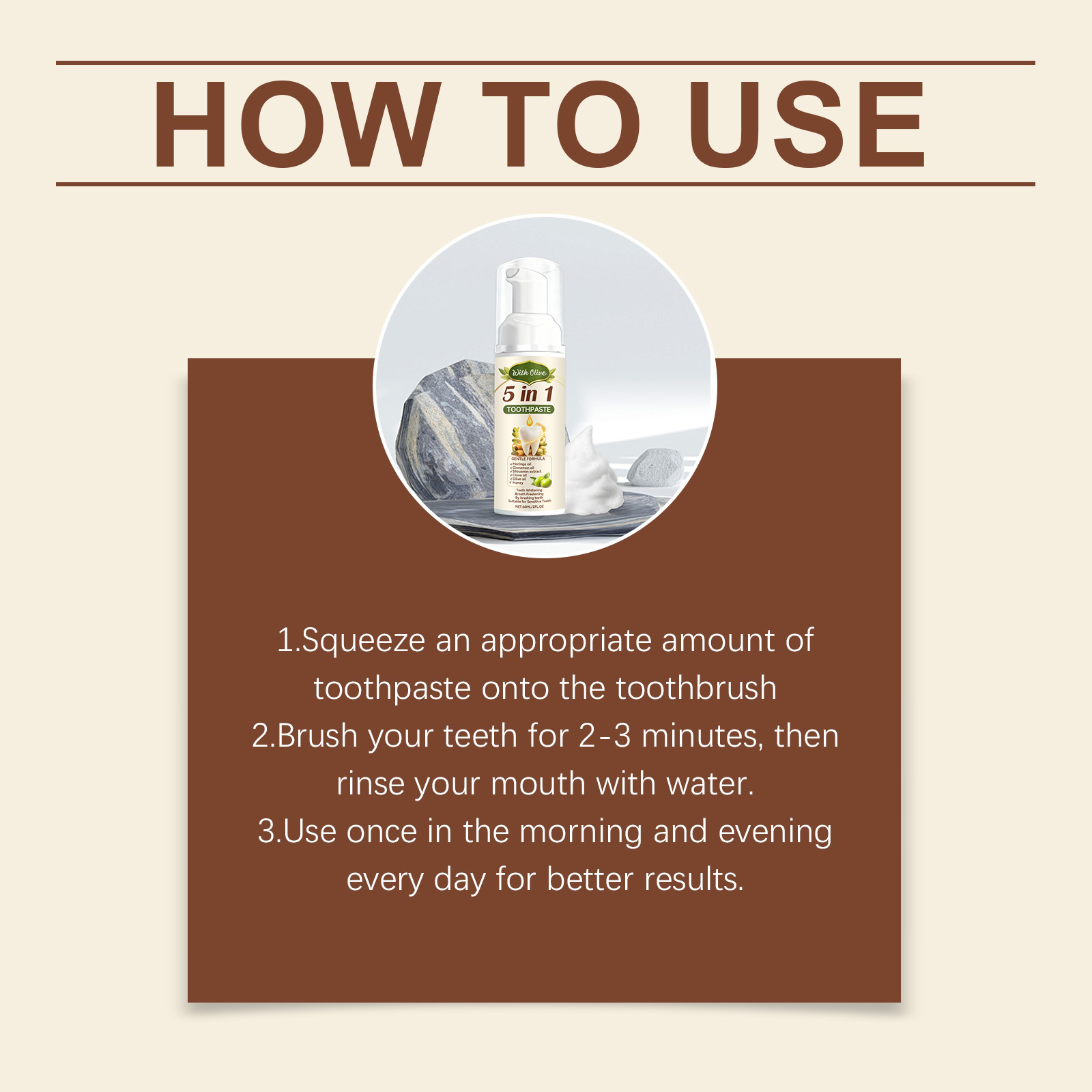 Olive Toothpaste Deep Clean Oral Cavity Refresh Breath Brighten Teeth Boost Charm