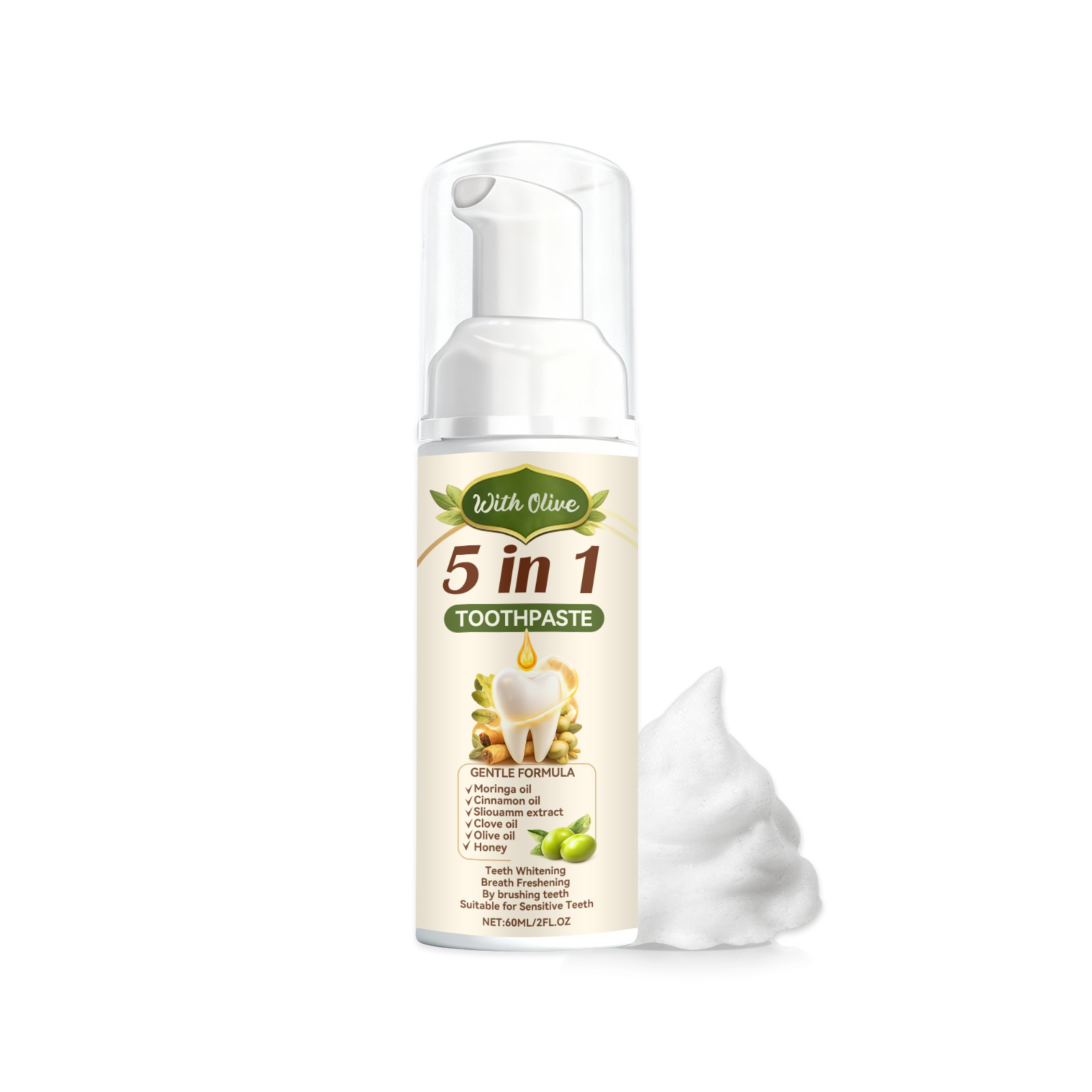 Olive Toothpaste Deep Clean Oral Cavity Refresh Breath Brighten Teeth Boost Charm
