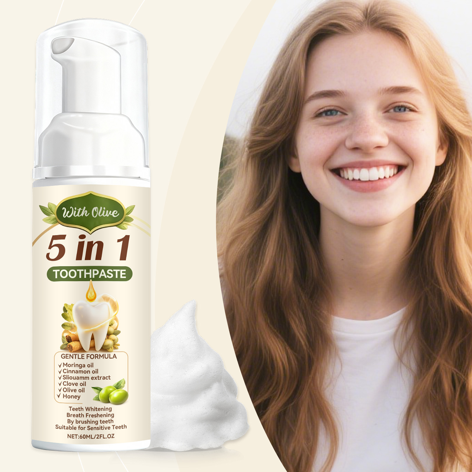 Olive Toothpaste Deep Clean Oral Cavity Refresh Breath Brighten Teeth Boost Charm