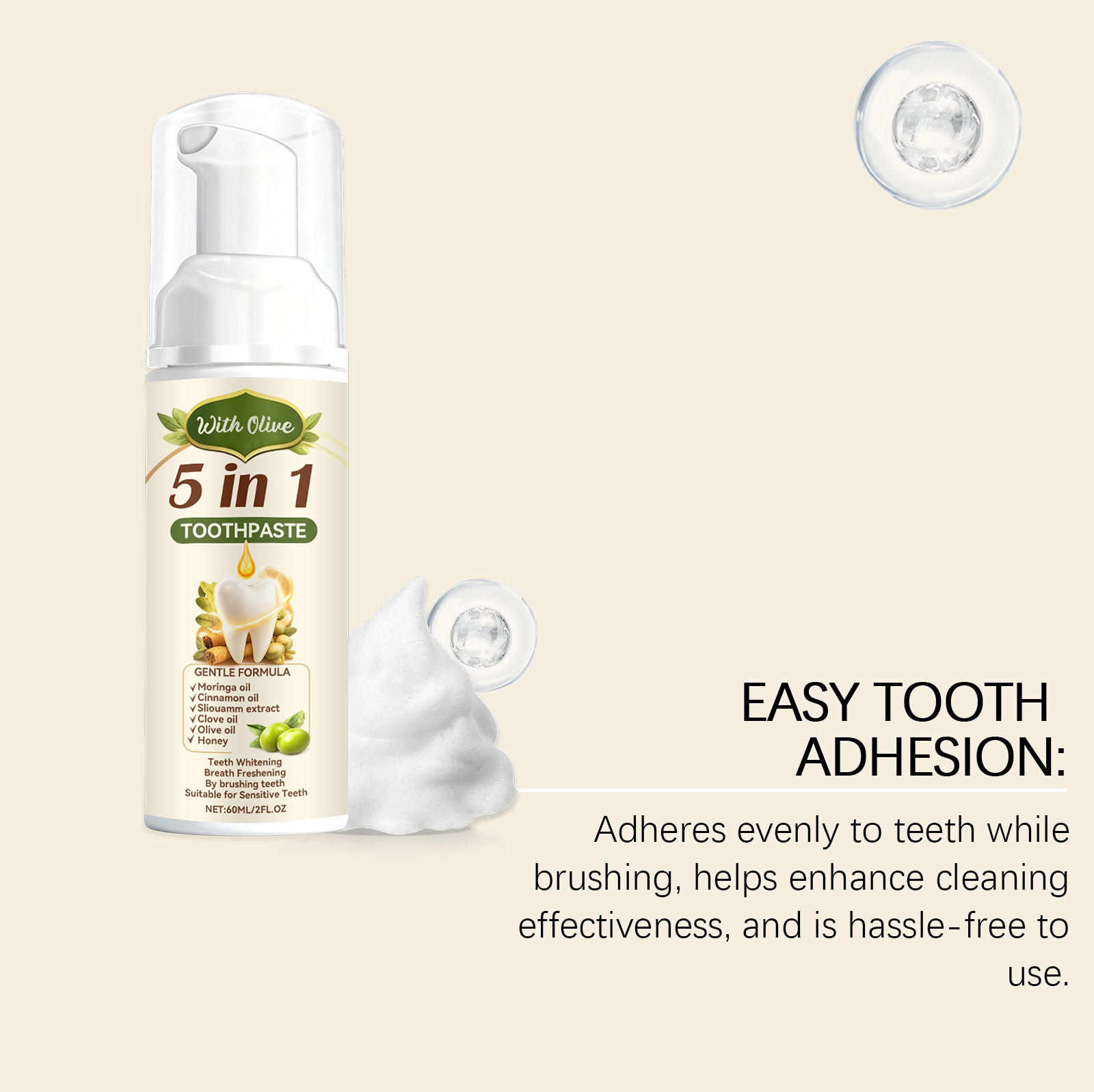 Olive Toothpaste Deep Clean Oral Cavity Refresh Breath Brighten Teeth Boost Charm