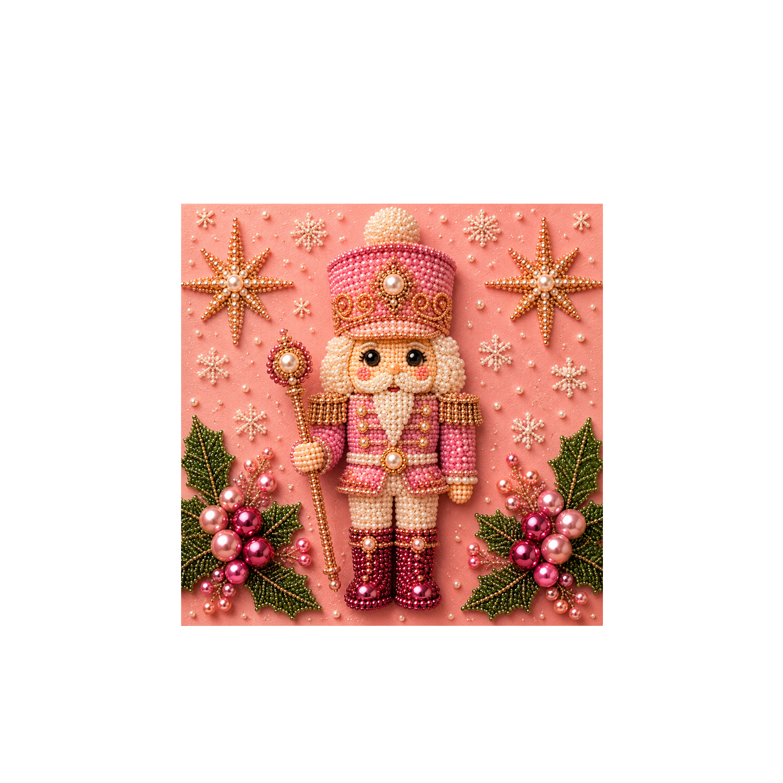 (Christmas Tree) Christmas Pearl Painting Art Set Shiny Beads 3D Texture Art Christmas Festival Ornaments