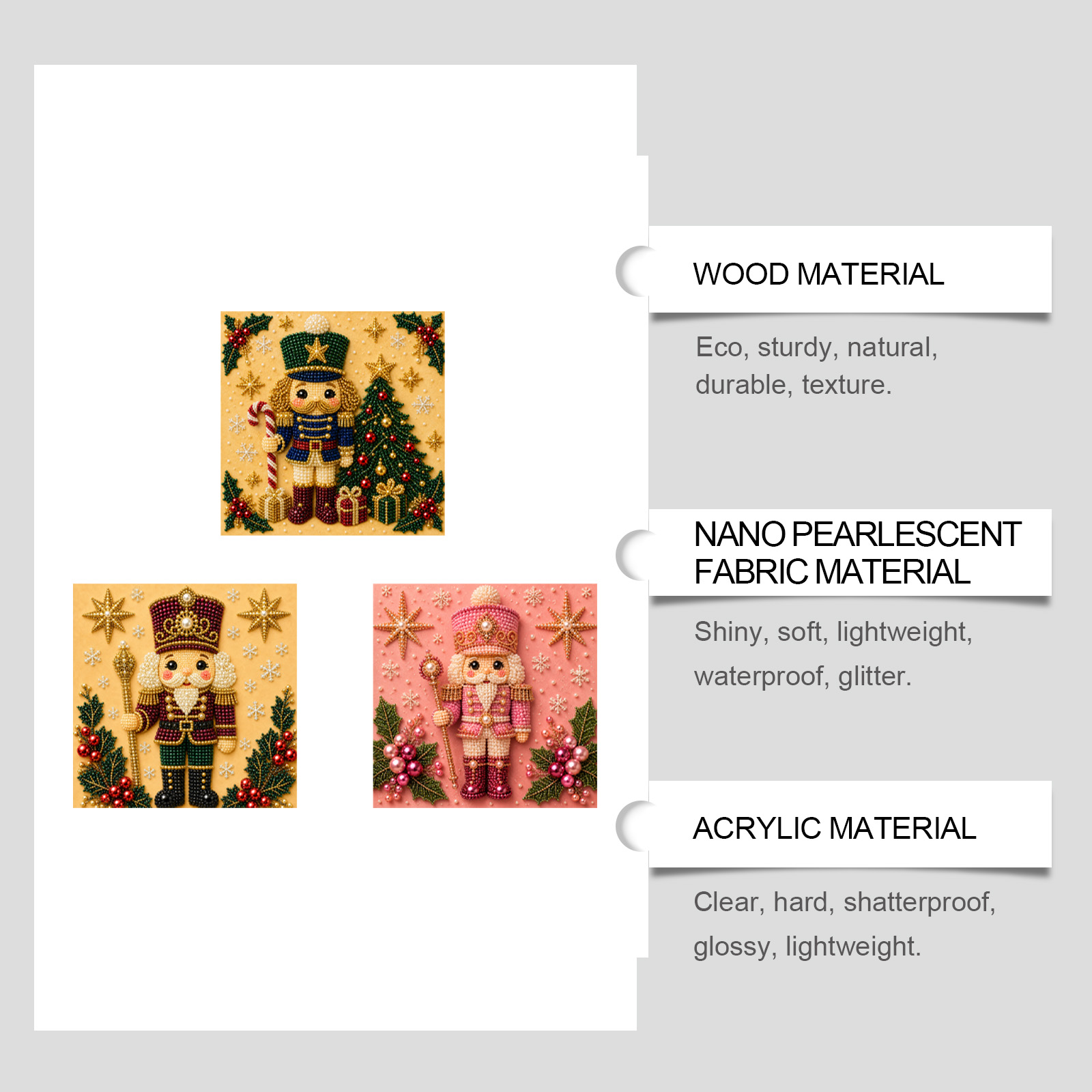 (Christmas Tree) Christmas Pearl Painting Art Set Shiny Beads 3D Texture Art Christmas Festival Ornaments