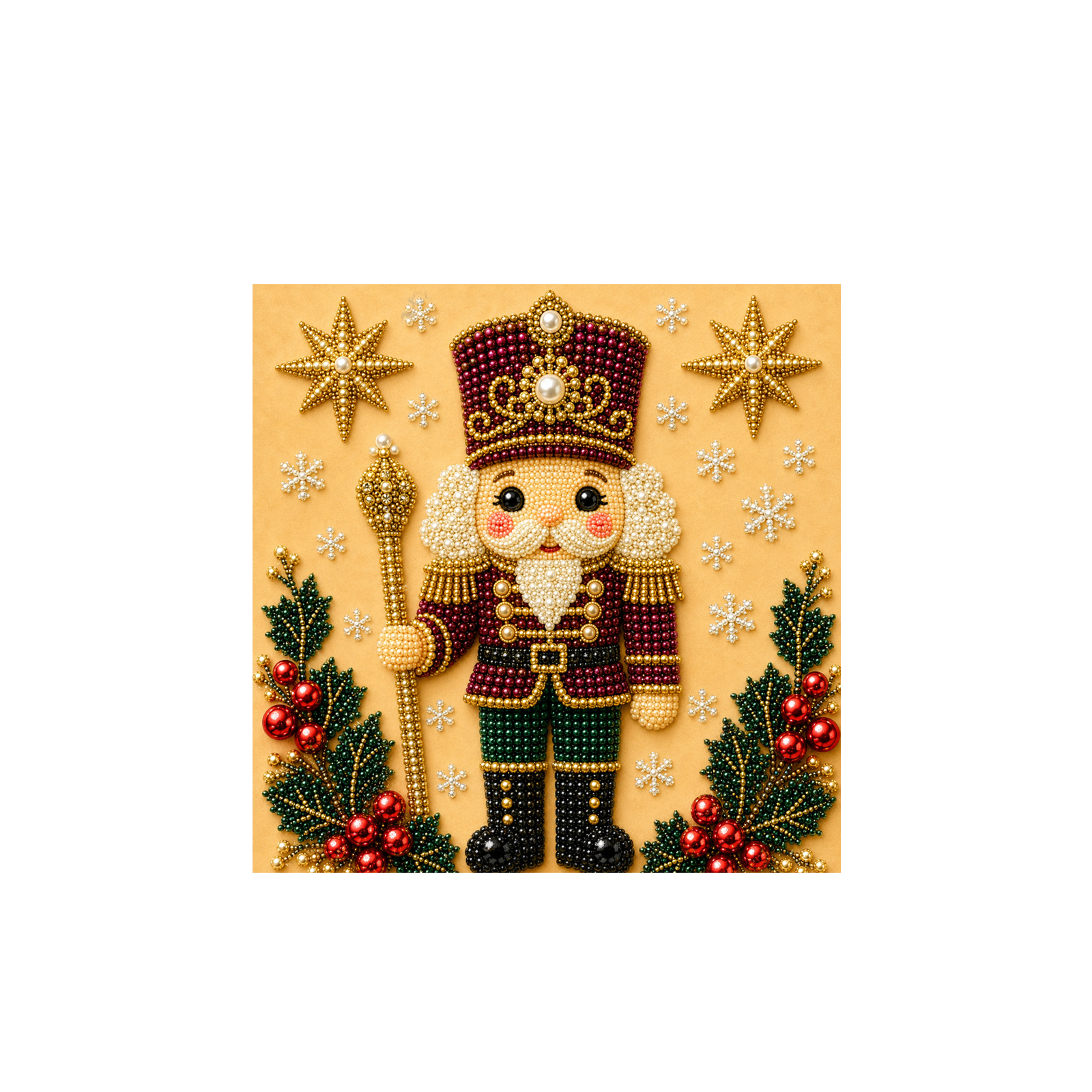 (Christmas Tree) Christmas Pearl Painting Art Set Shiny Beads 3D Texture Art Christmas Festival Ornaments