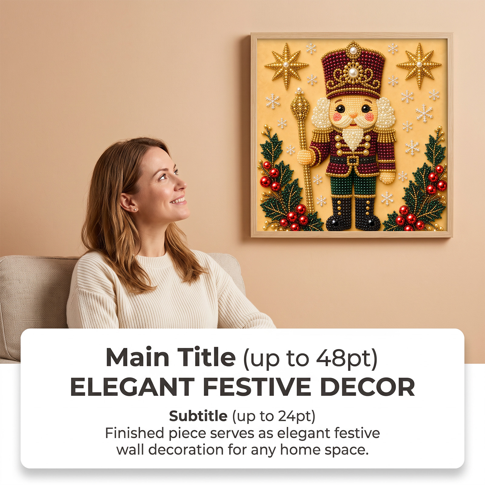 (Christmas Tree) Christmas Pearl Painting Art Set Shiny Beads 3D Texture Art Christmas Festival Ornaments