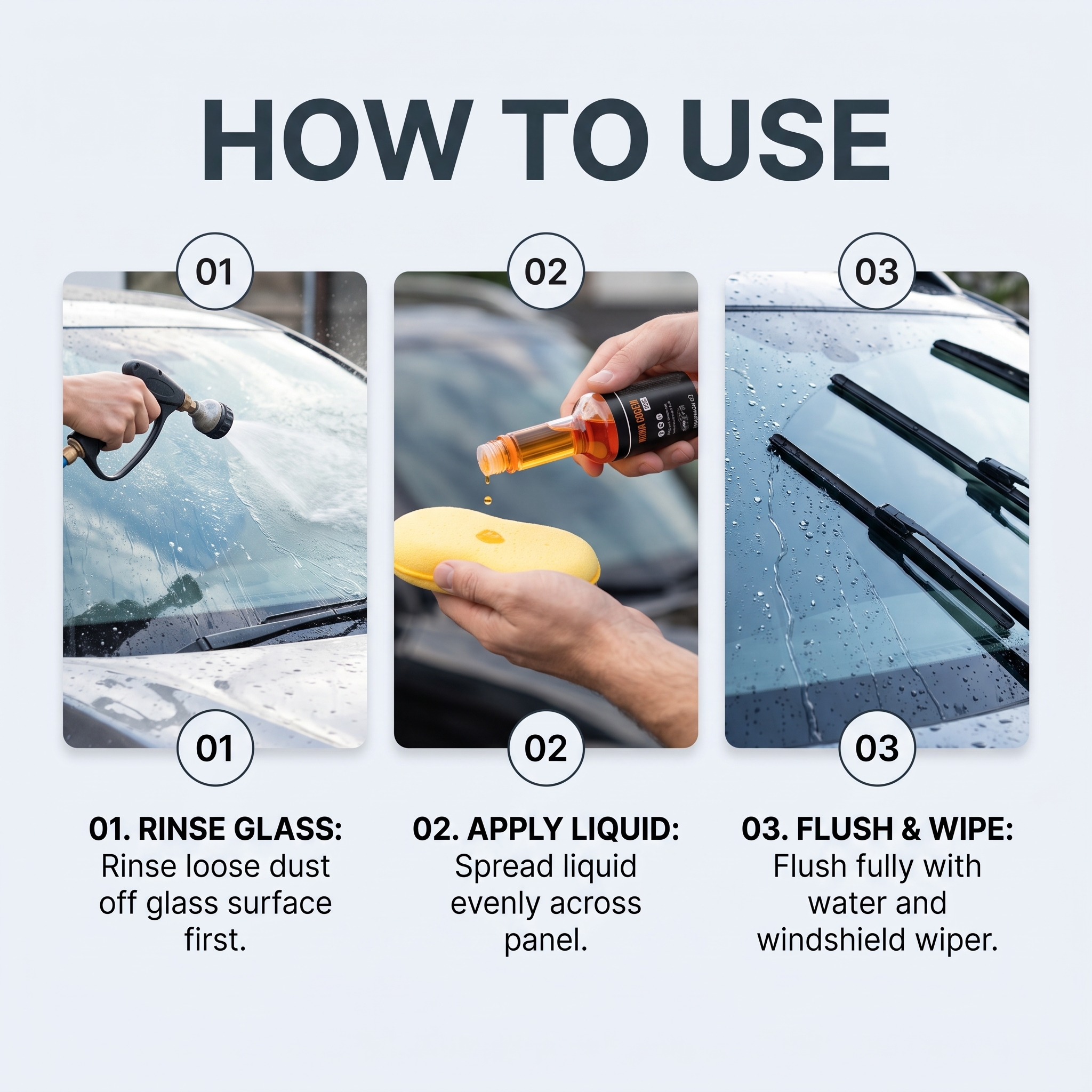 Windshield Care Liquid Window Glass Cleaning Stain Removal Gloss Clear Vision Daily Clean Care