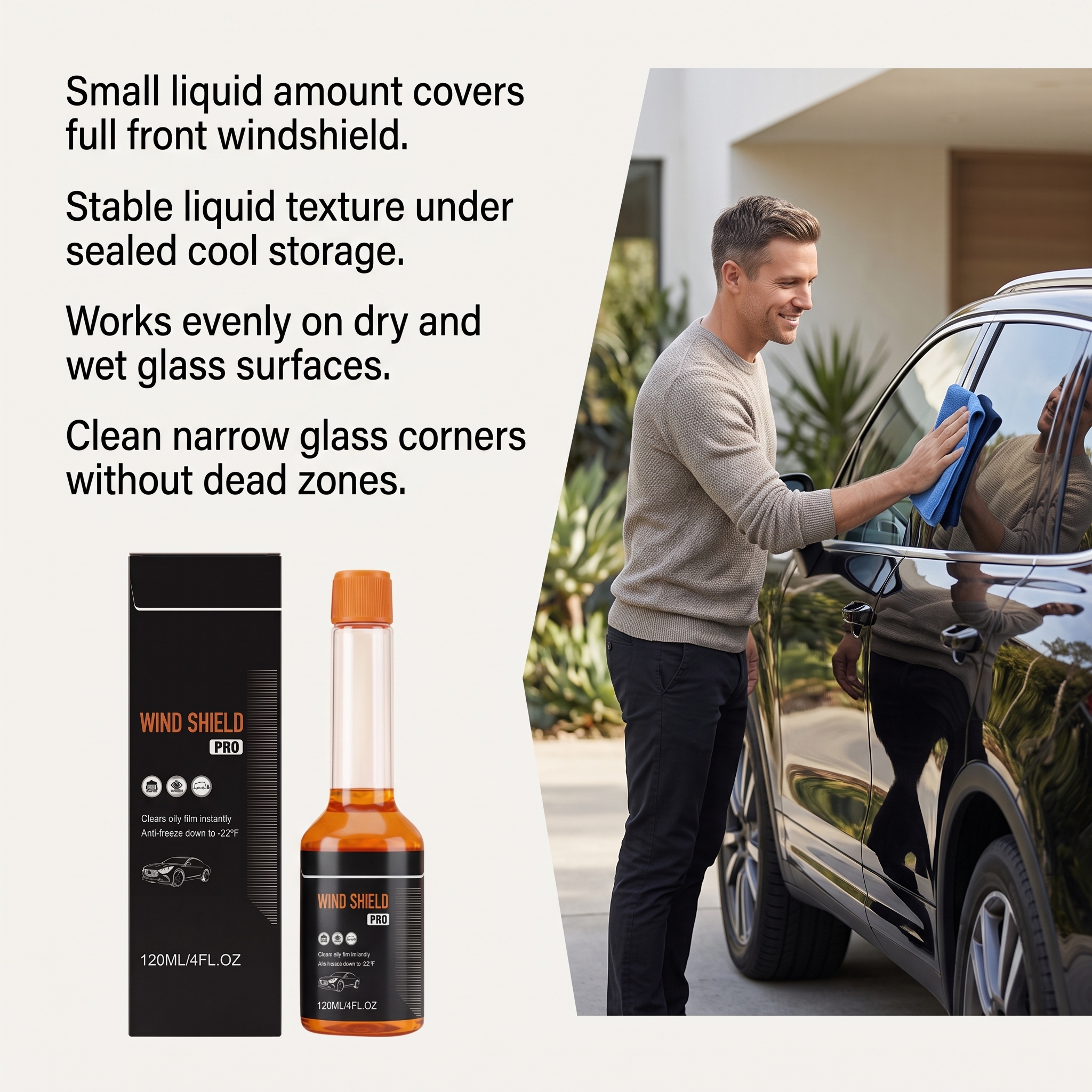 Windshield Care Liquid Window Glass Cleaning Stain Removal Gloss Clear Vision Daily Clean Care