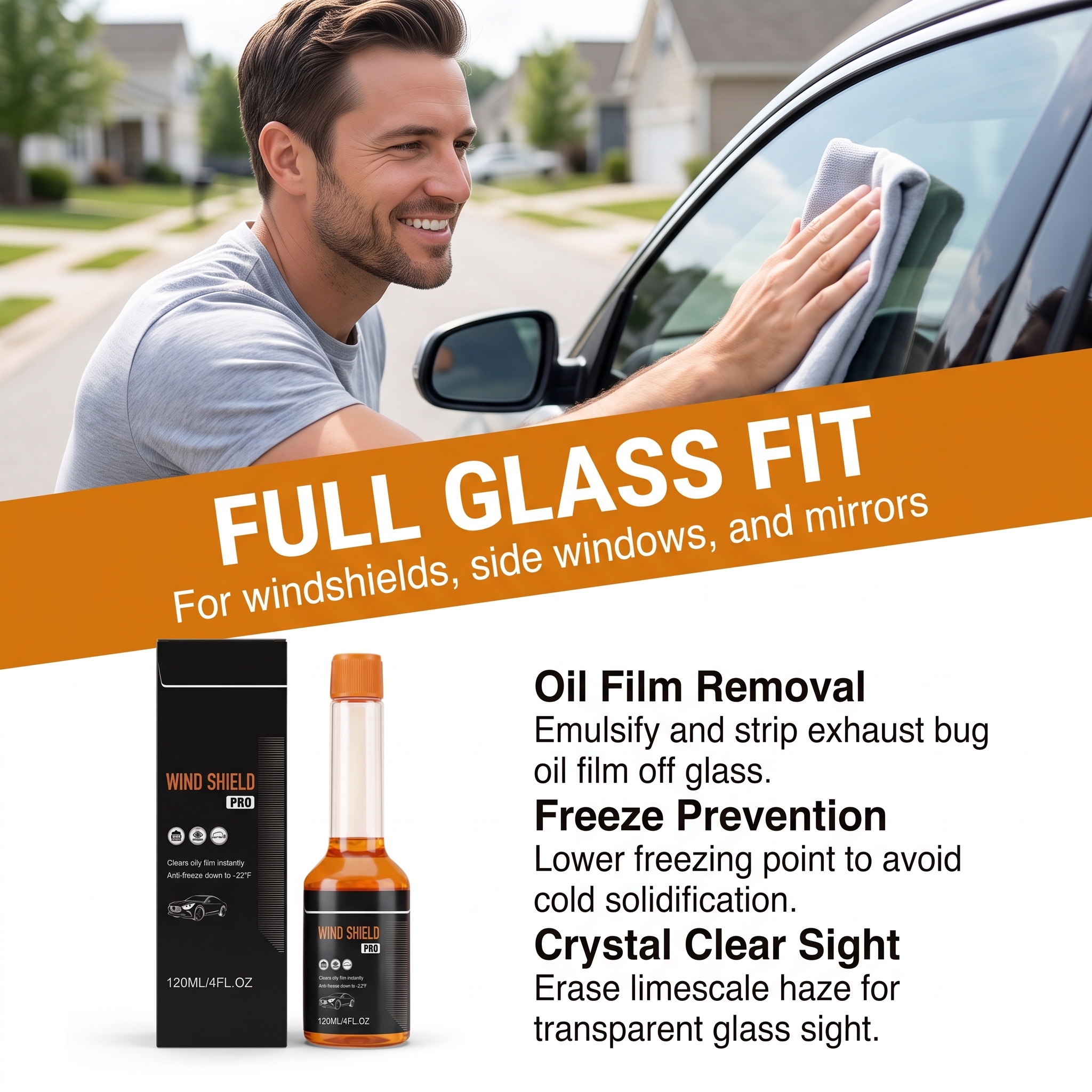 Windshield Care Liquid Window Glass Cleaning Stain Removal Gloss Clear Vision Daily Clean Care