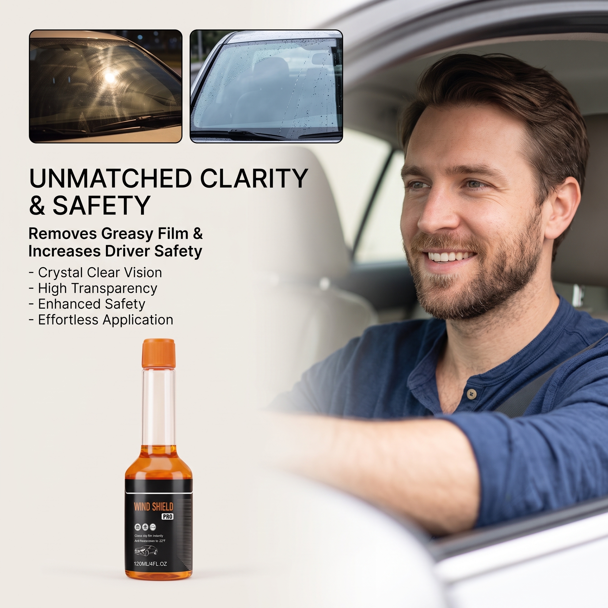 Windshield Care Liquid Window Glass Cleaning Stain Removal Gloss Clear Vision Daily Clean Care