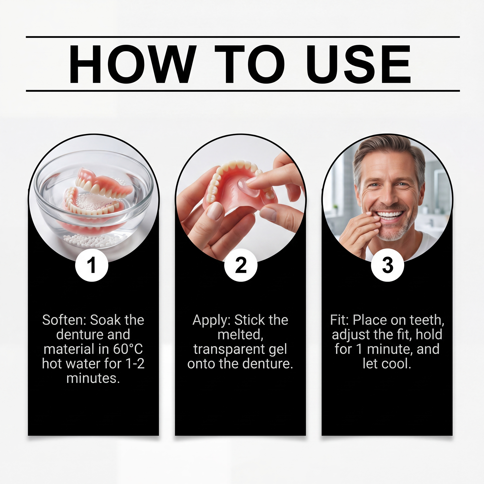 Denture Modification Kit Comfortable Fit Realistic Look Easy Care Flexible Resin Denture Restoration Tool