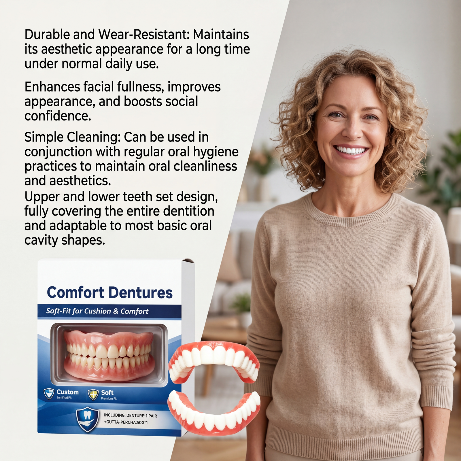 Denture Modification Kit Comfortable Fit Realistic Look Easy Care Flexible Resin Denture Restoration Tool