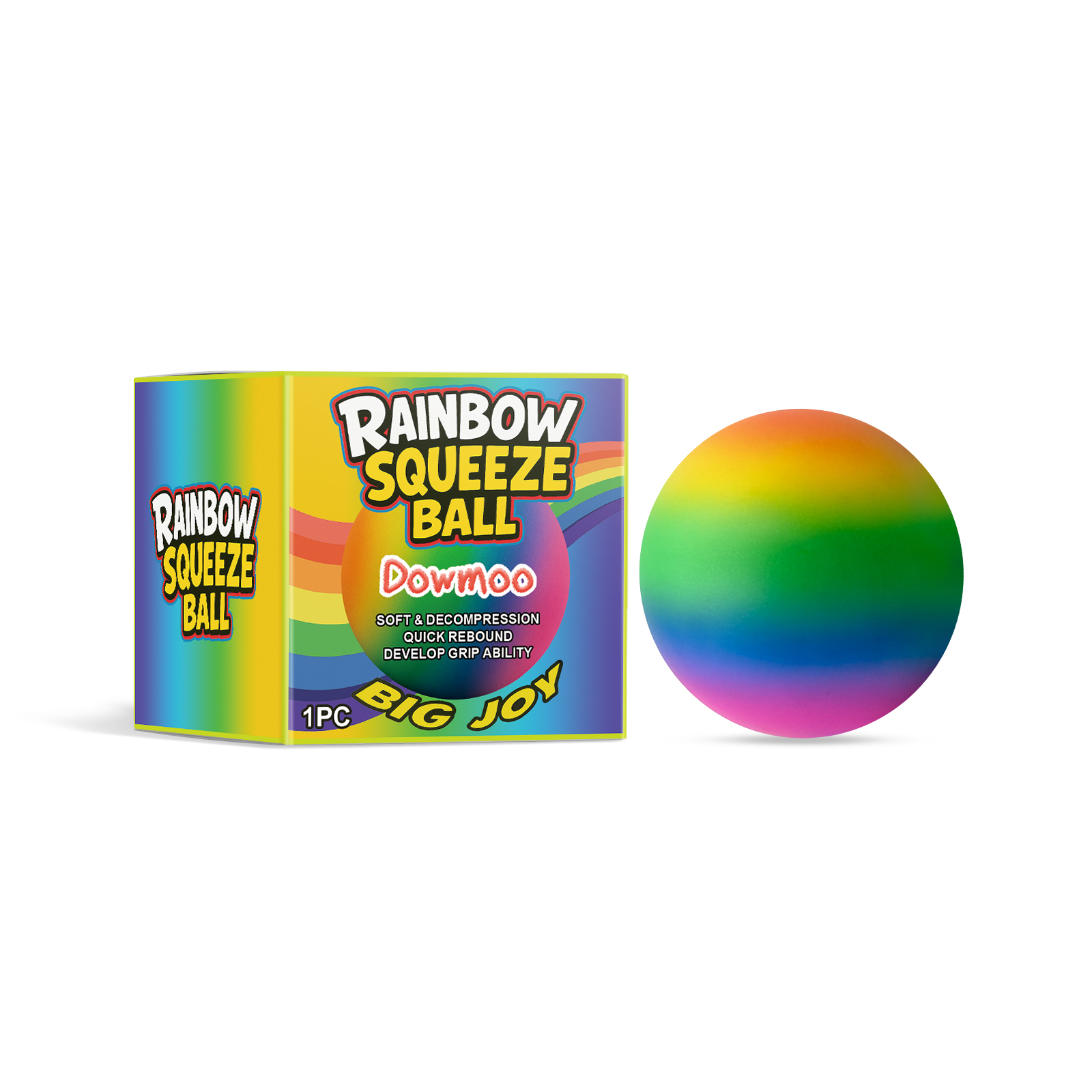 Dowmoo Rainbow Stress Ball Squishy Slow Rebound Stress Relief Toy Soft Gel Squeeze