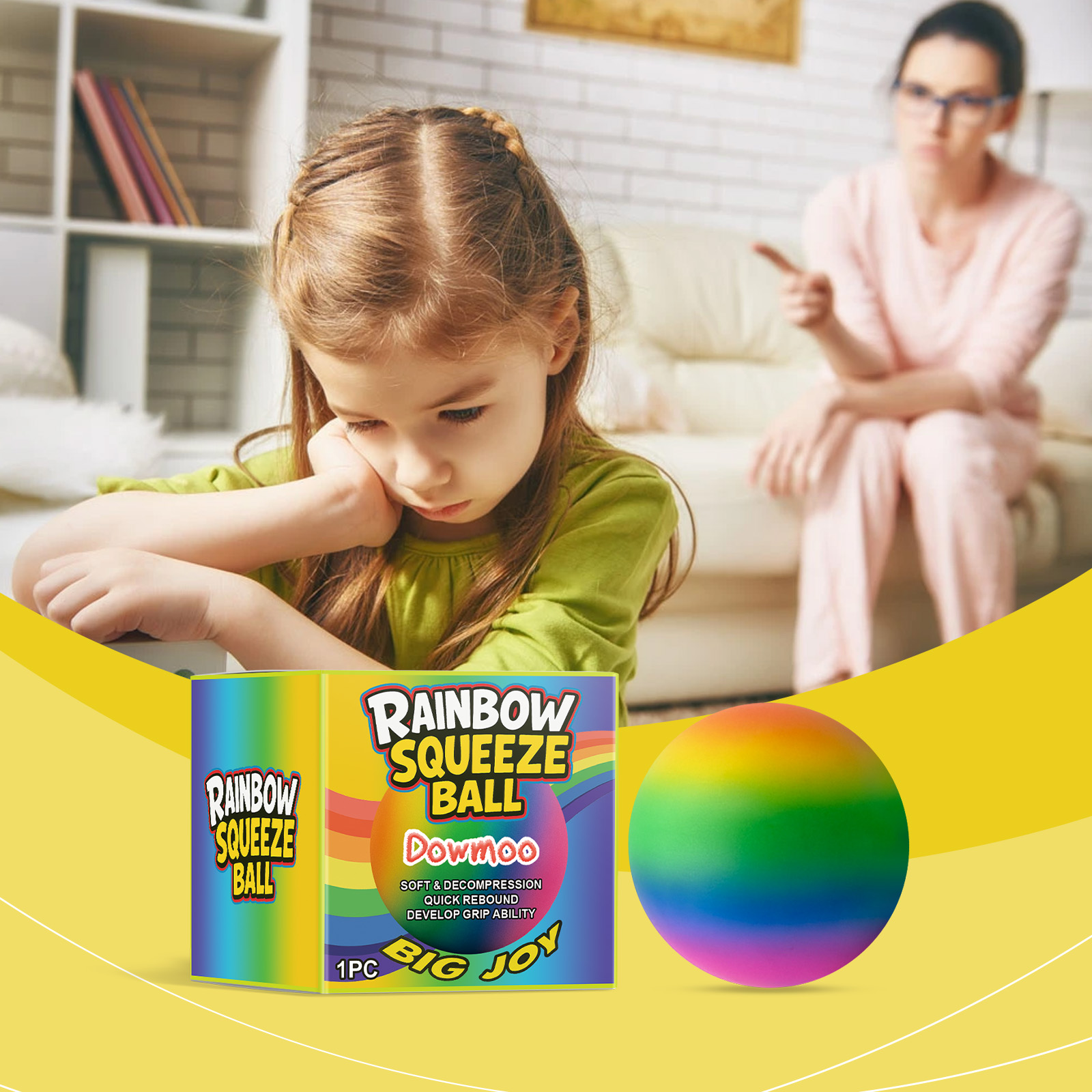 Dowmoo Rainbow Stress Ball Squishy Slow Rebound Stress Relief Toy Soft Gel Squeeze
