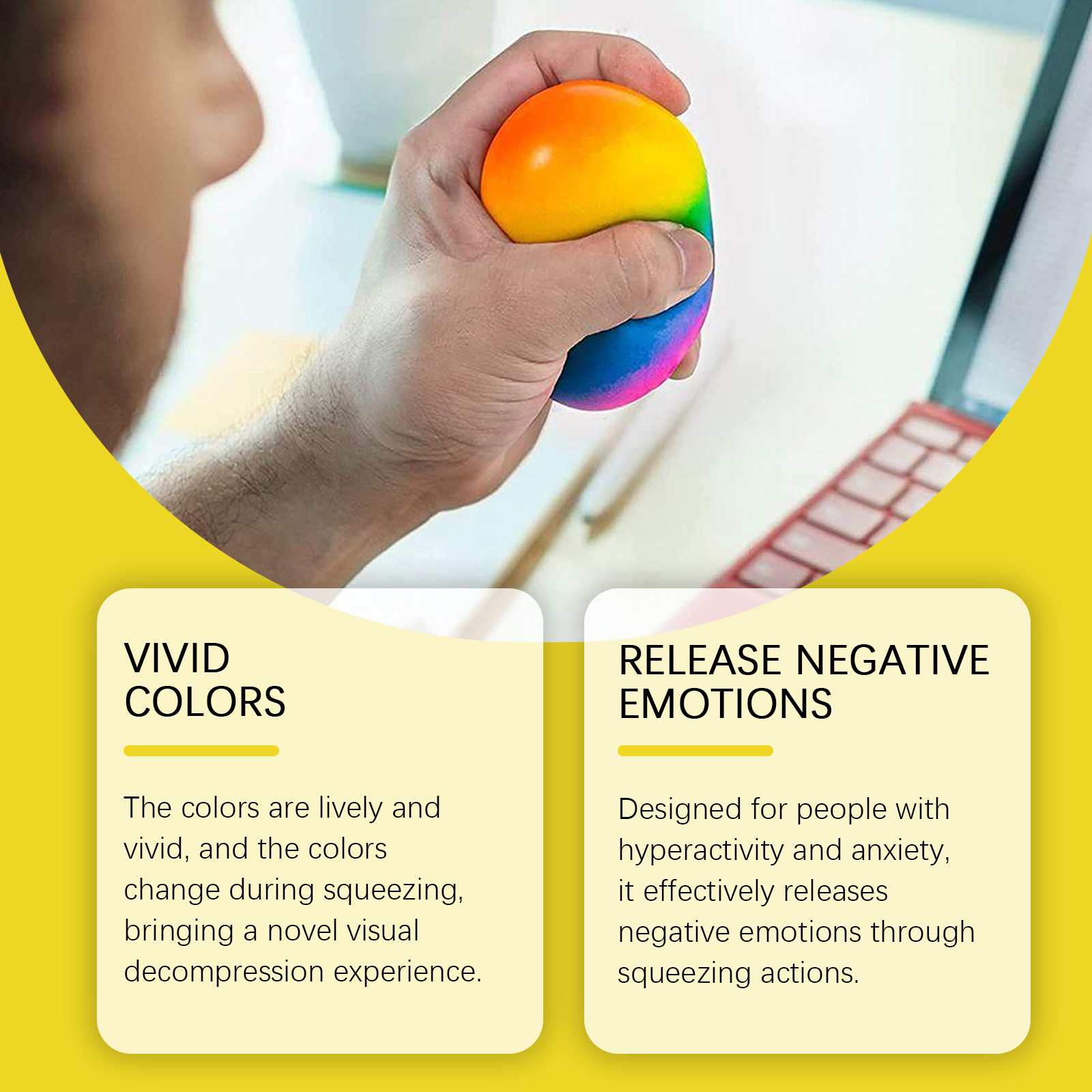 Dowmoo Rainbow Stress Ball Squishy Slow Rebound Stress Relief Toy Soft Gel Squeeze