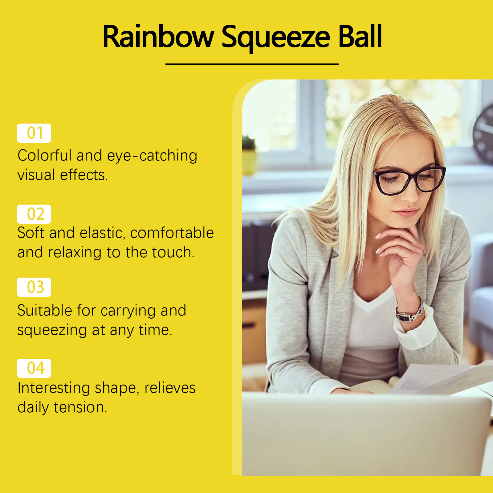 Dowmoo Rainbow Stress Ball Squishy Slow Rebound Stress Relief Toy Soft Gel Squeeze