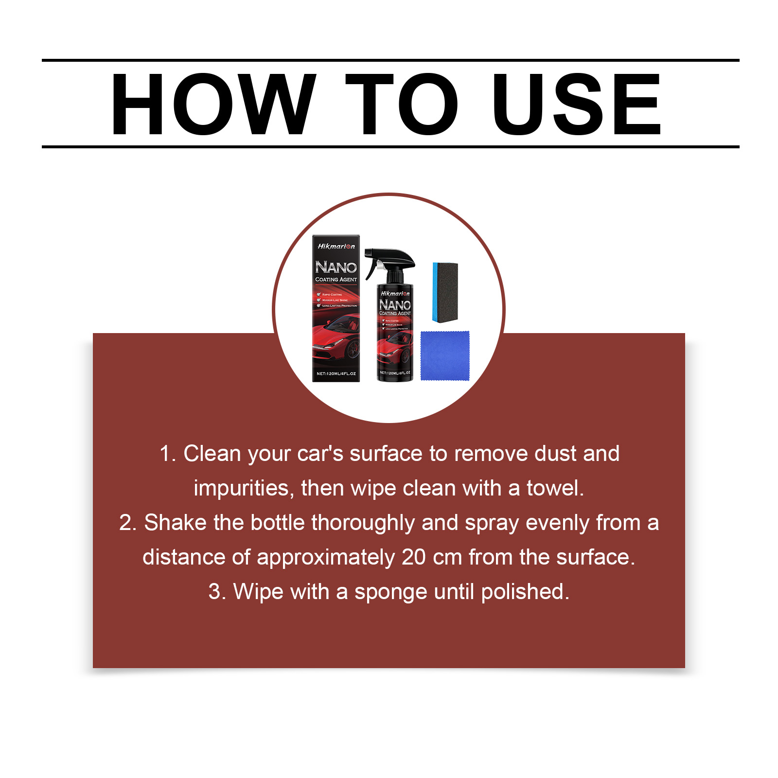 Nano Coating Agent Daily Shiny Easy Clean Maintenance Kit For Automotive Paint Surface Protection