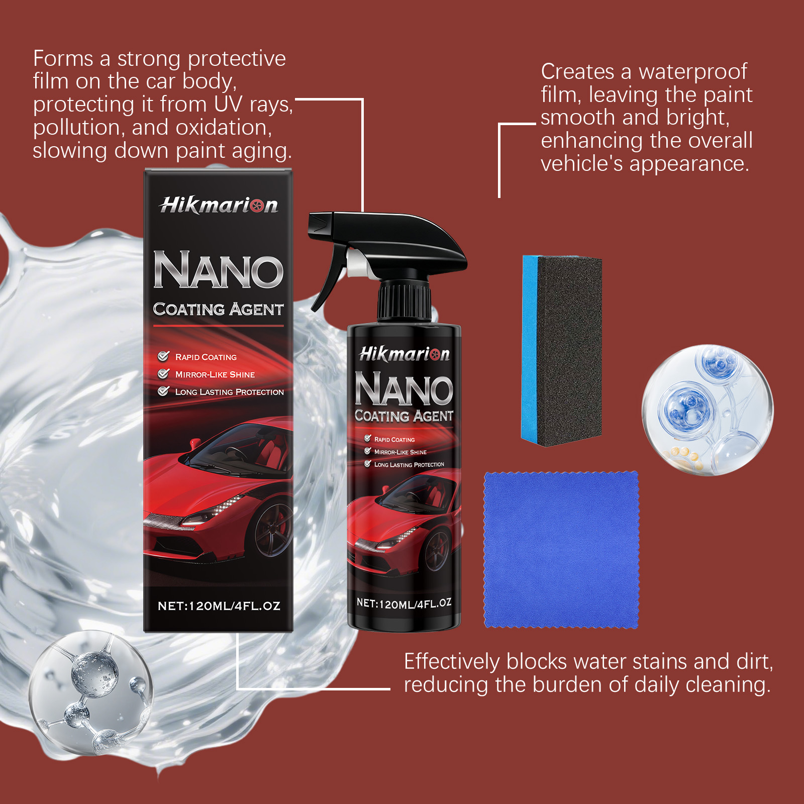 Nano Coating Agent Daily Shiny Easy Clean Maintenance Kit For Automotive Paint Surface Protection