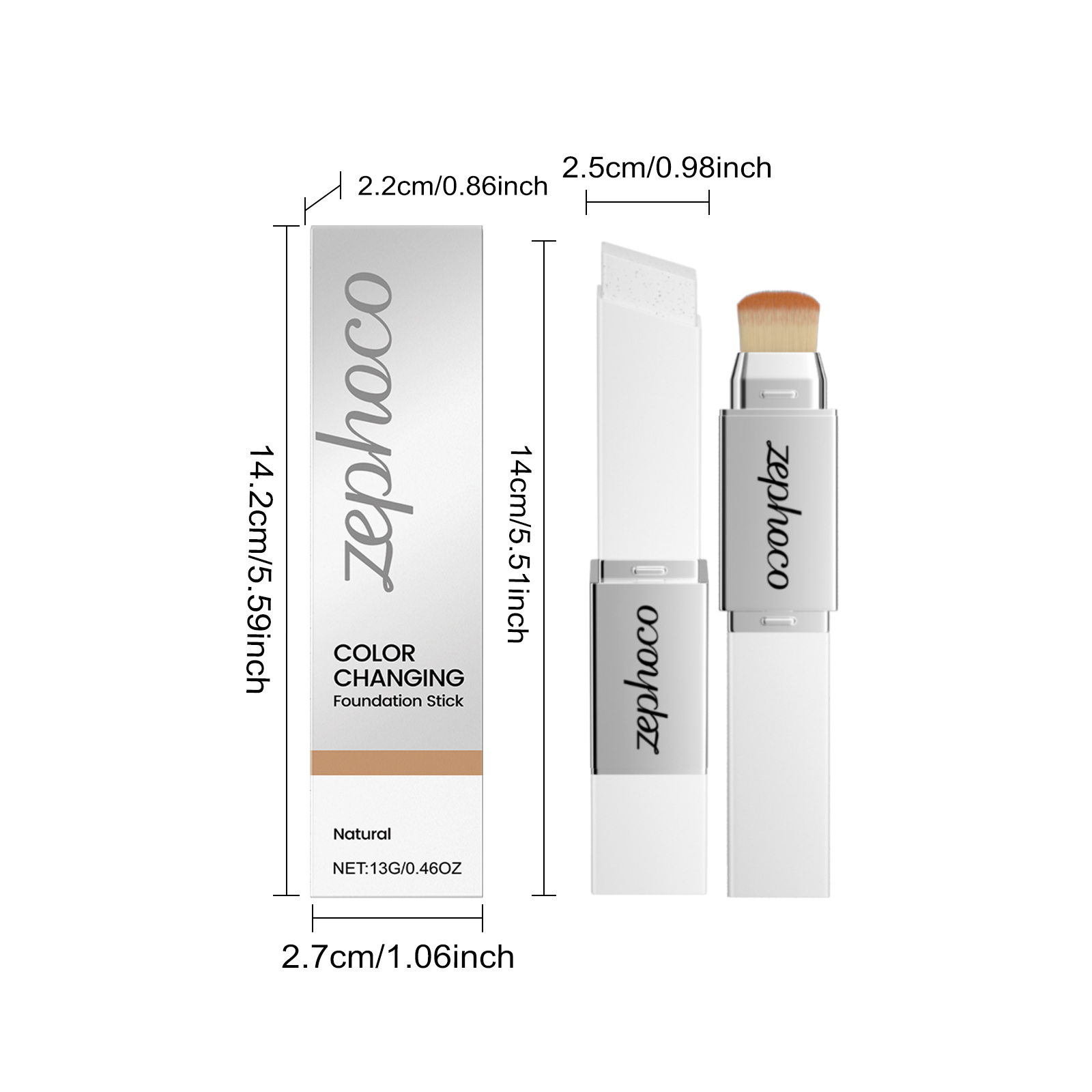 (Ivory White) Two In One Color Changing Foundation Stick Light Hydrating Natural Fit Non Caking Thin Sheer Base Makeup
