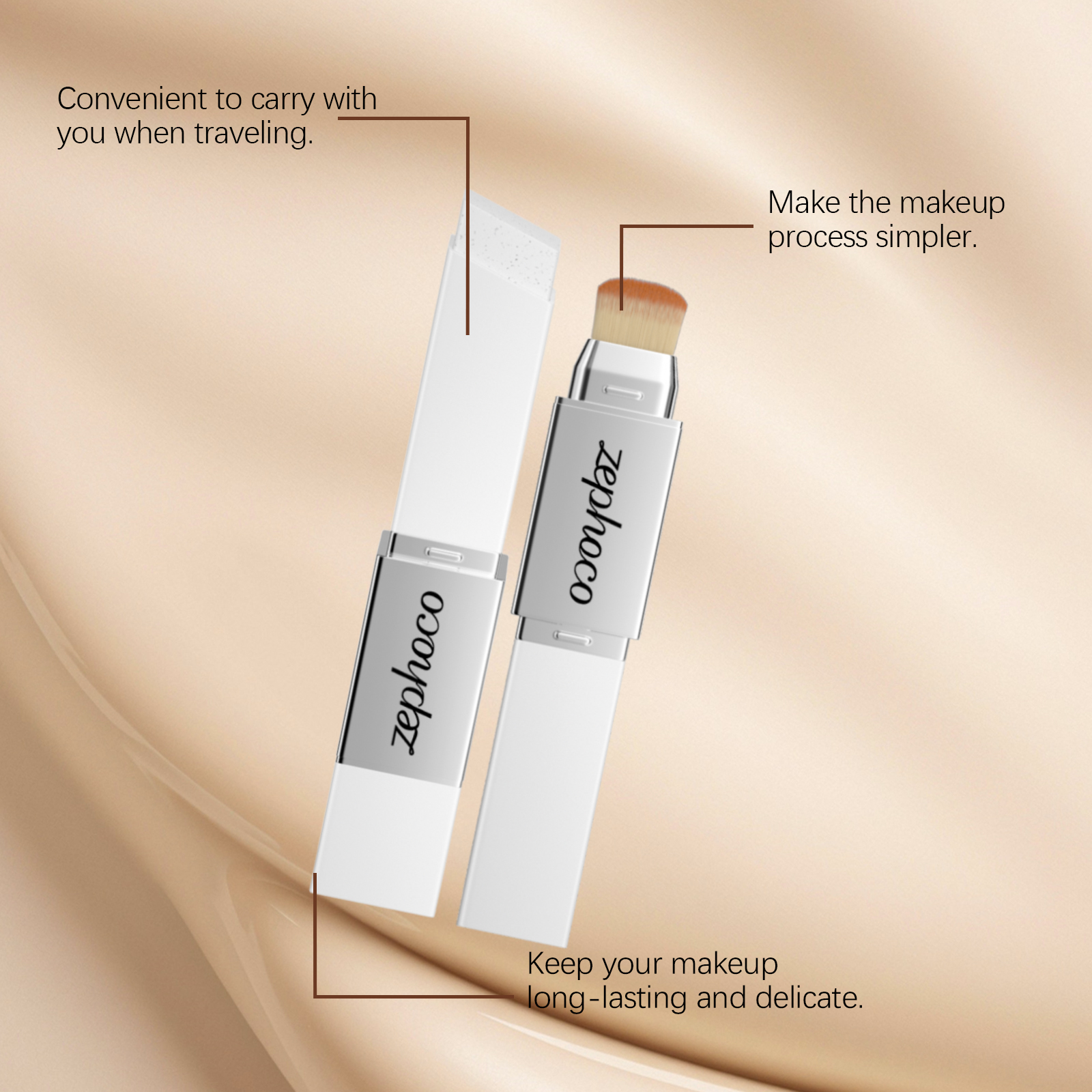 (Ivory White) Two In One Color Changing Foundation Stick Light Hydrating Natural Fit Non Caking Thin Sheer Base Makeup