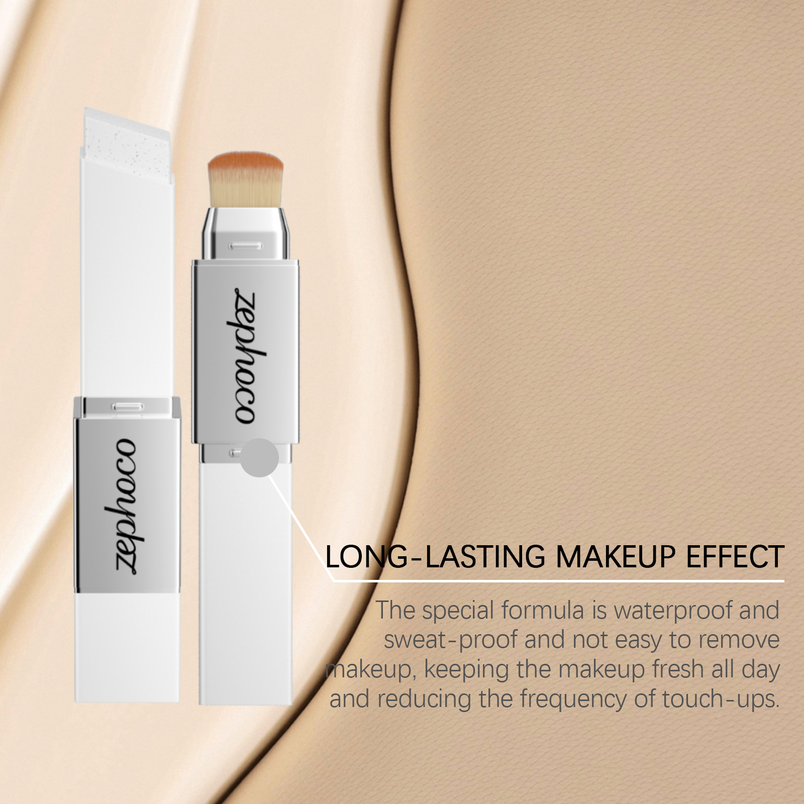 (Ivory White) Two In One Color Changing Foundation Stick Light Hydrating Natural Fit Non Caking Thin Sheer Base Makeup