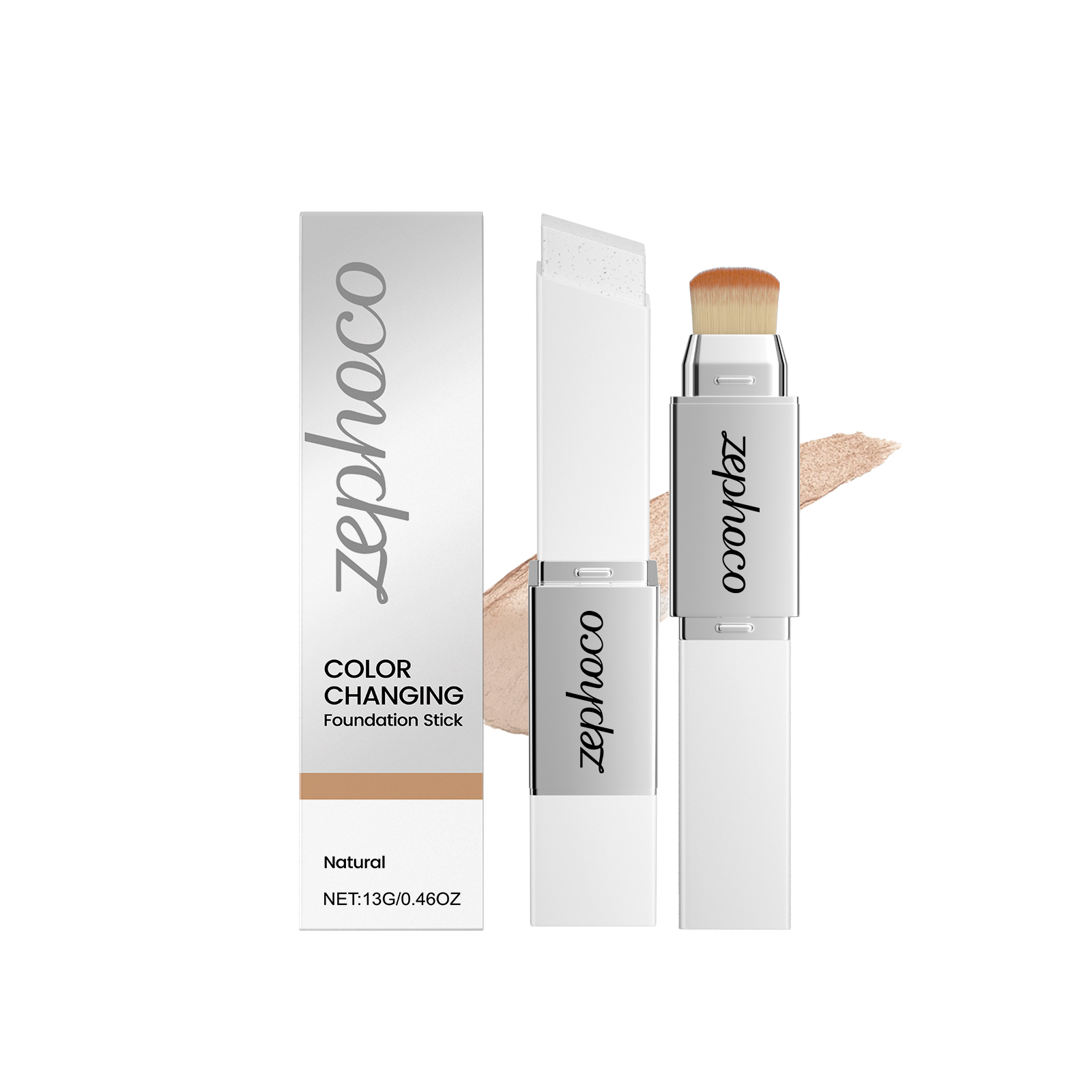 (Ivory White) Two In One Color Changing Foundation Stick Light Hydrating Natural Fit Non Caking Thin Sheer Base Makeup