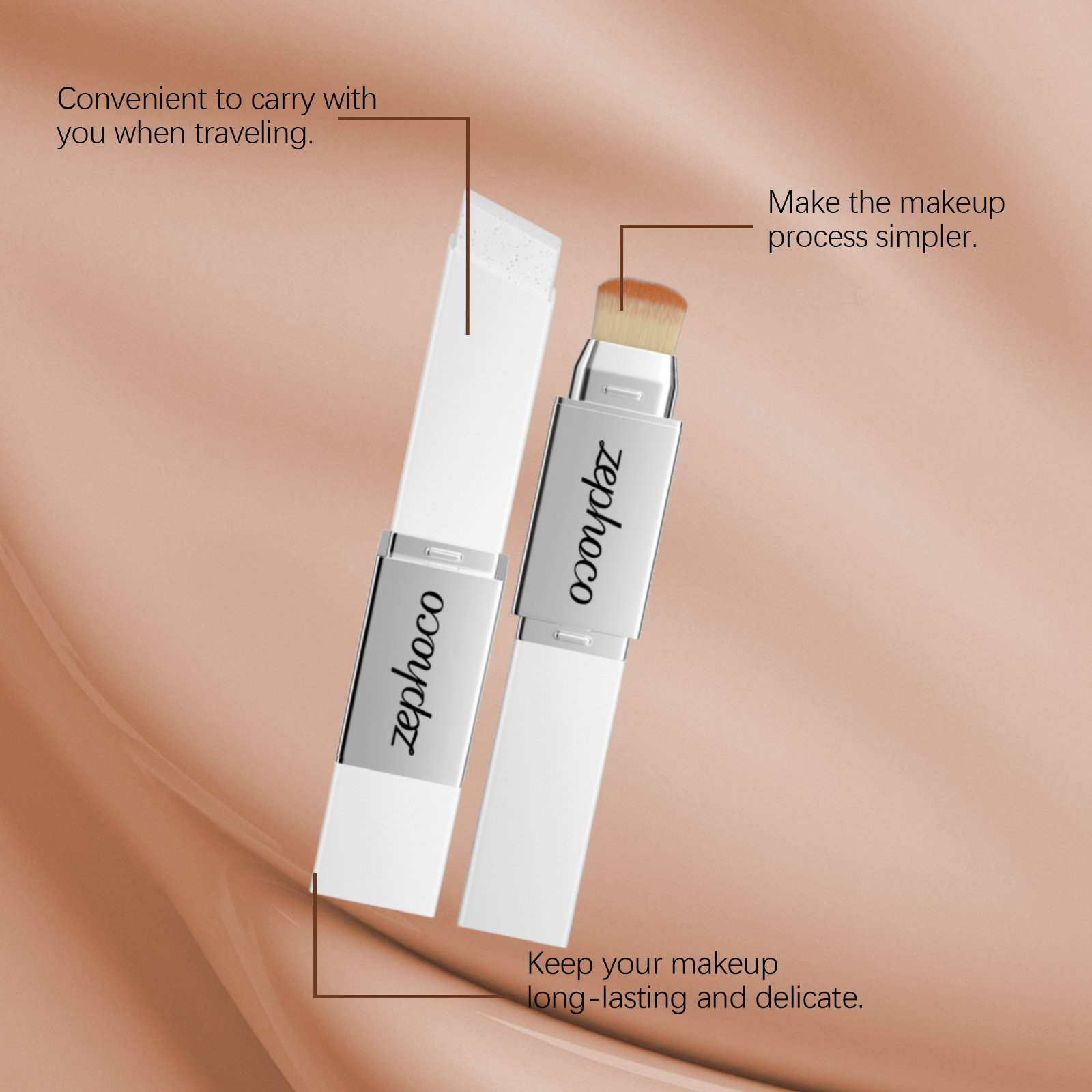 (Ivory White) Two In One Color Changing Foundation Stick Light Hydrating Natural Fit Non Caking Thin Sheer Base Makeup