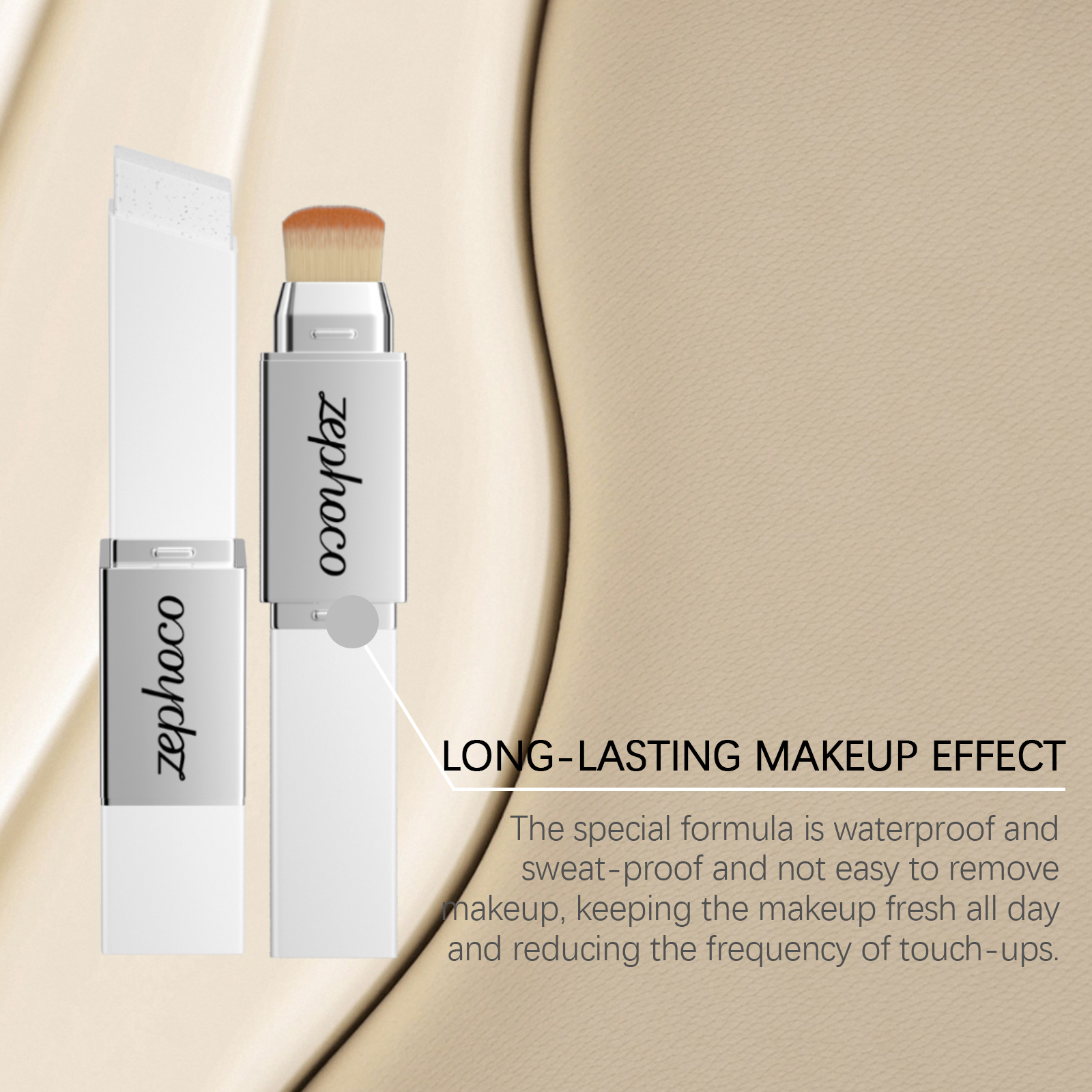 (Ivory White) Two In One Color Changing Foundation Stick Light Hydrating Natural Fit Non Caking Thin Sheer Base Makeup