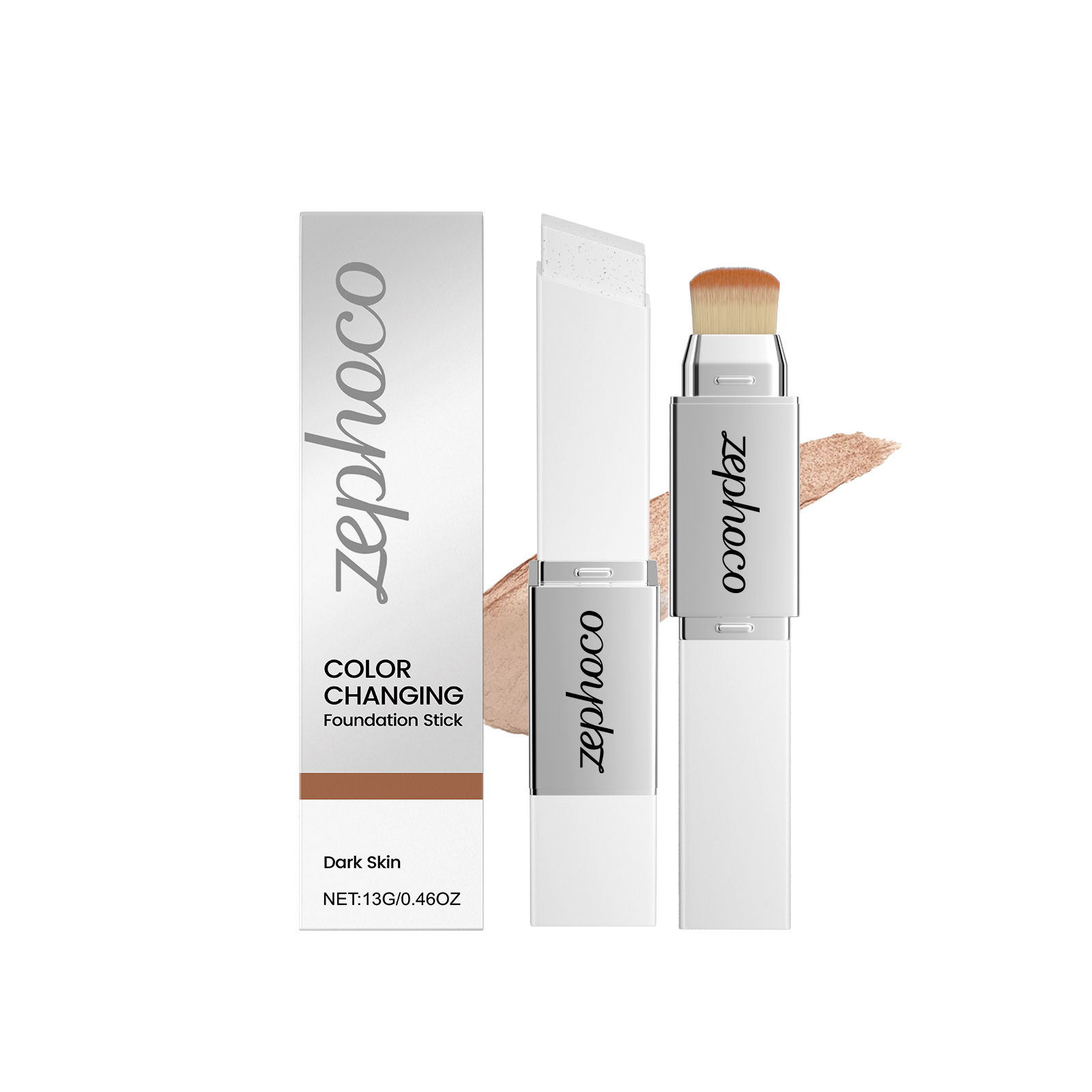 (Ivory White) Two In One Color Changing Foundation Stick Light Hydrating Natural Fit Non Caking Thin Sheer Base Makeup