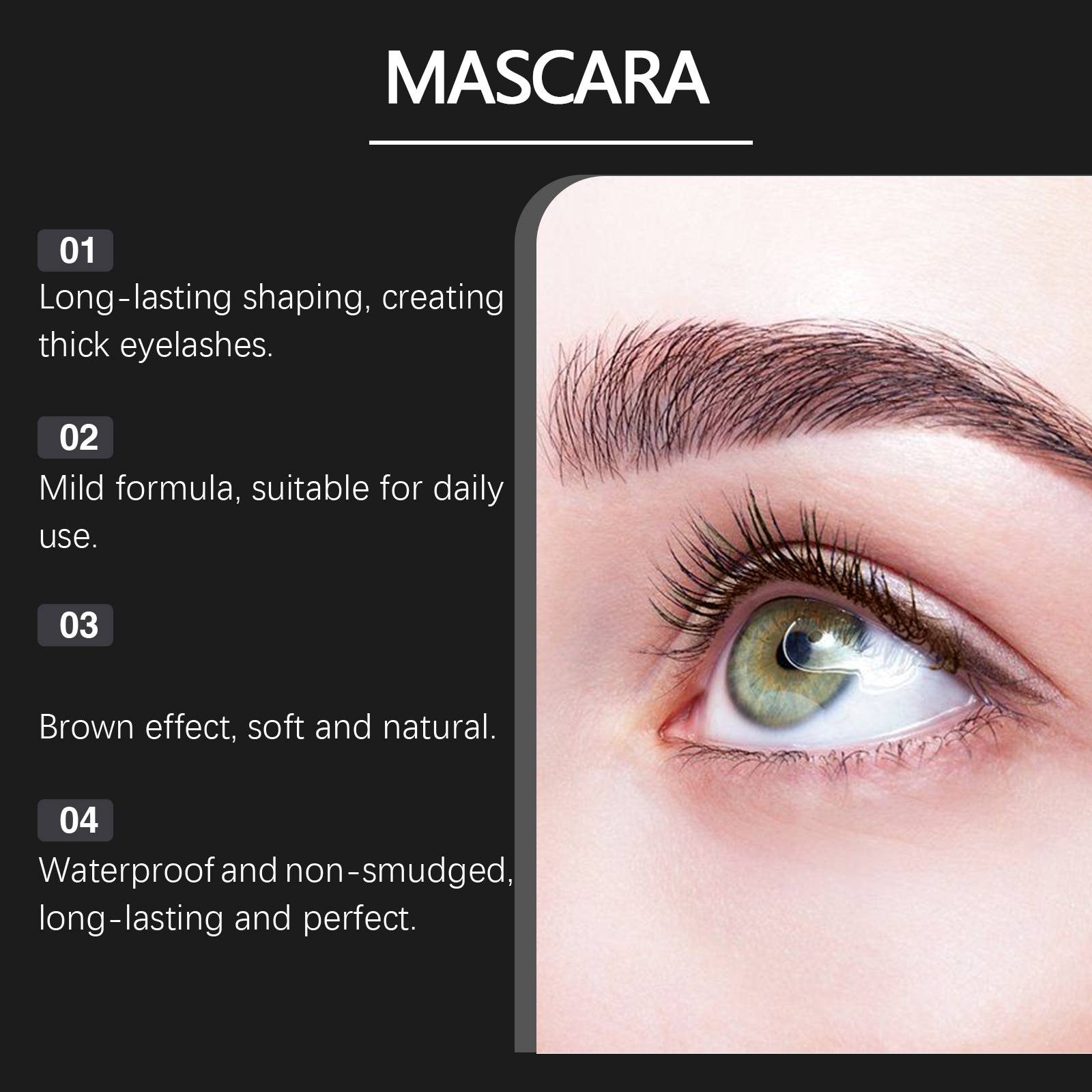 Brown Mascara Lengthening Curling Natural Longlasting Smudgeproof Waterproof Sweatproof Eye Makeup Cosmetic
