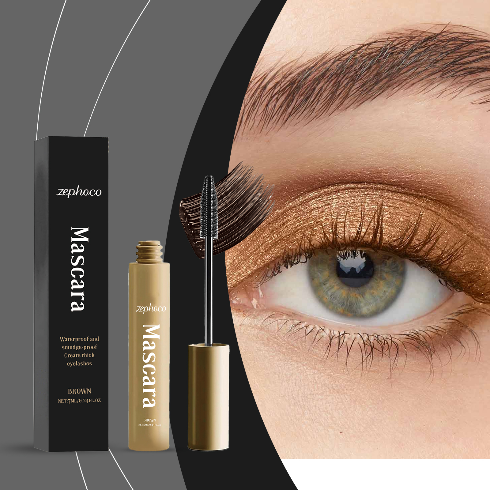 Brown Mascara Lengthening Curling Natural Longlasting Smudgeproof Waterproof Sweatproof Eye Makeup Cosmetic