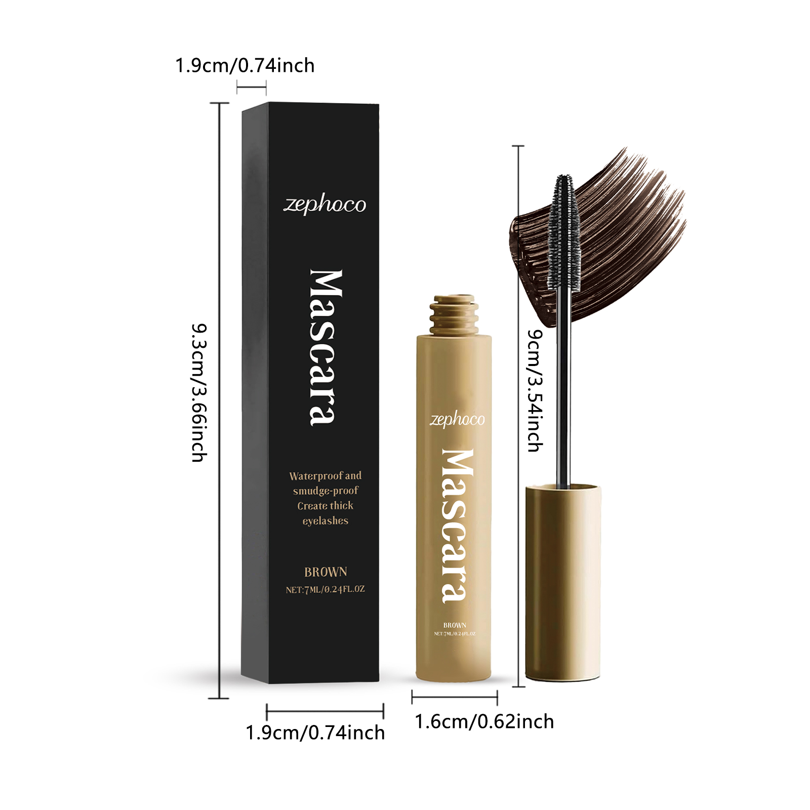 Brown Mascara Lengthening Curling Natural Longlasting Smudgeproof Waterproof Sweatproof Eye Makeup Cosmetic