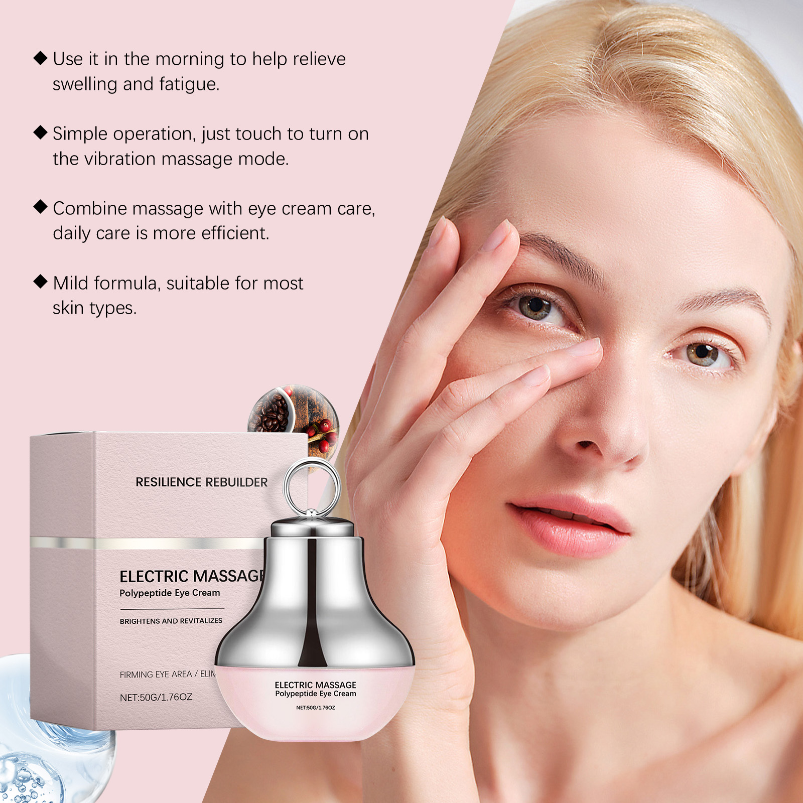 Electric Firming Eye Cream With Massage Roller For Lifting Hydrating Fine Lines Under Eye Care 15g
