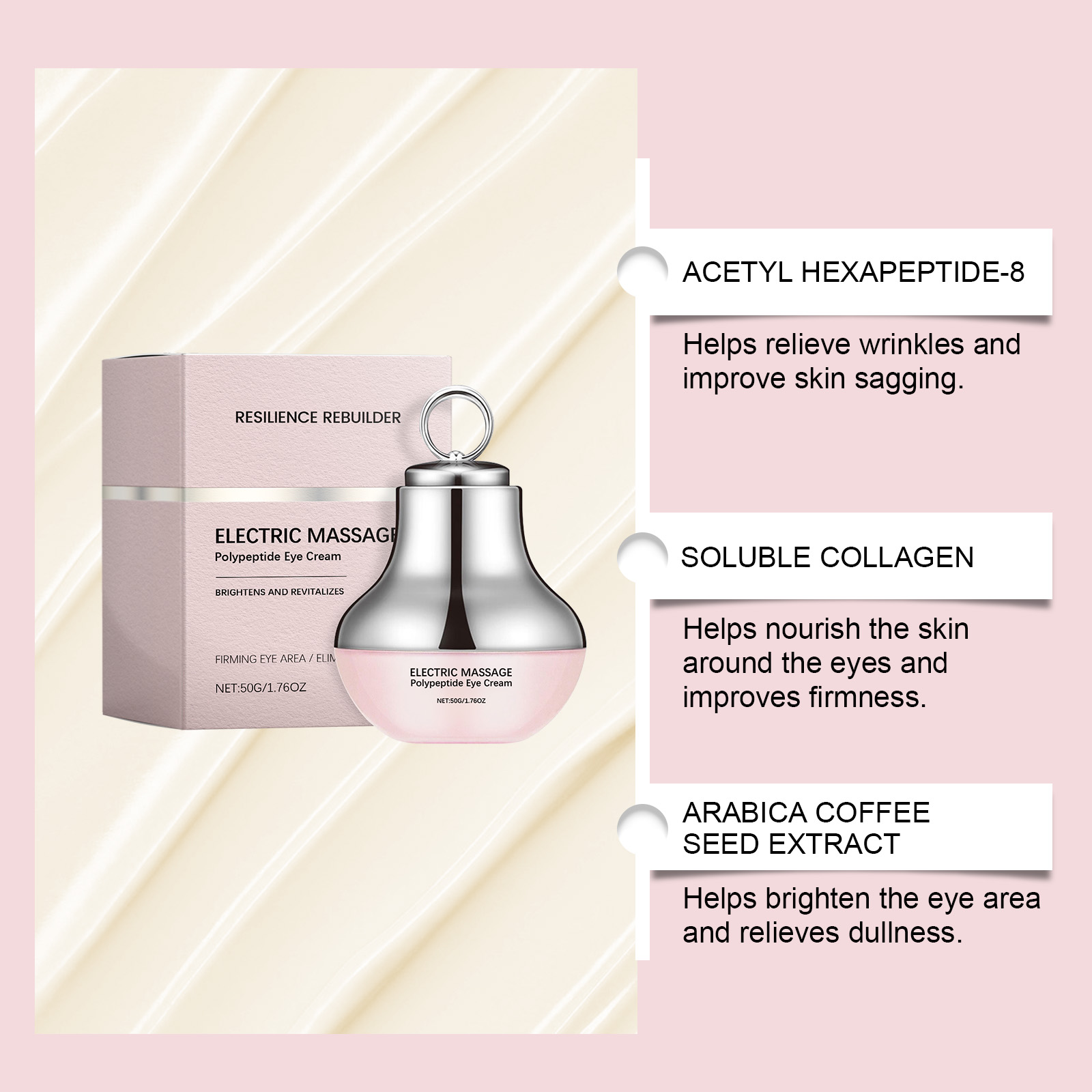 Electric Firming Eye Cream With Massage Roller For Lifting Hydrating Fine Lines Under Eye Care 15g
