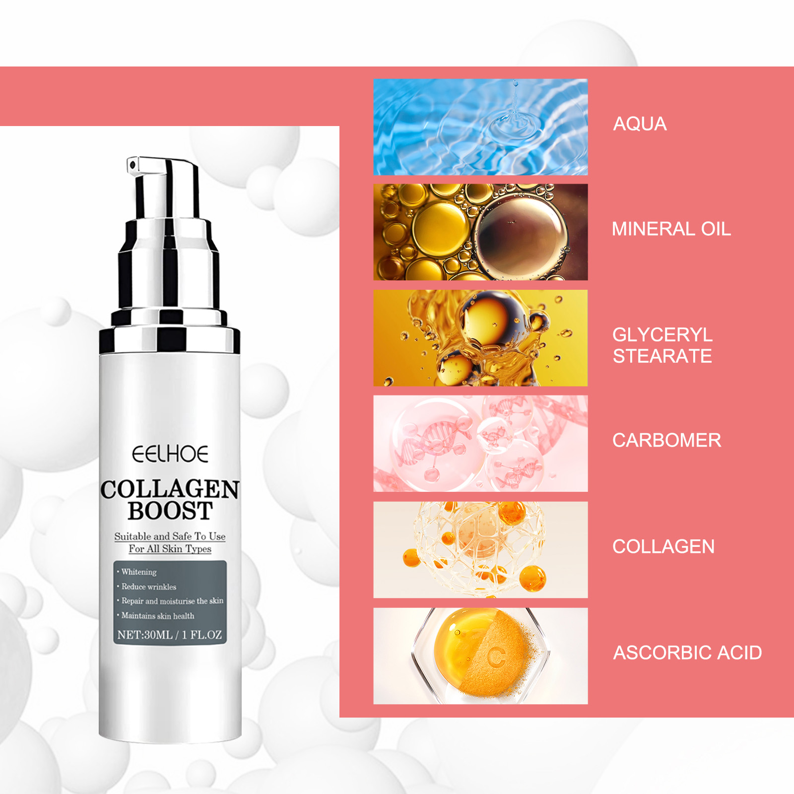 Collagen Boost Face Serum Anti-Ageing Firming Wrinkle Reducing Hydrating Serum