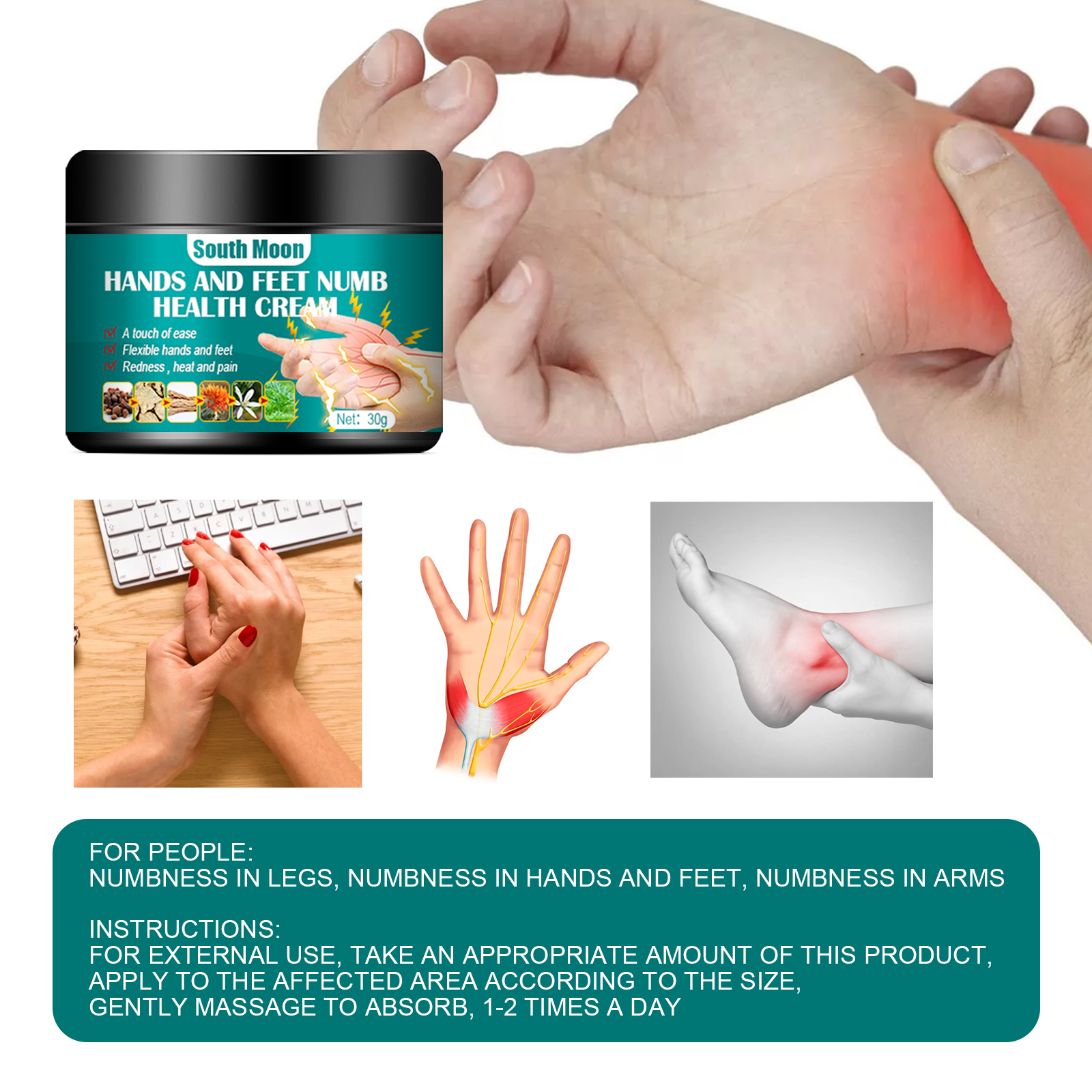 Hand And Foot Care Cream Soothing Numbness Relief Massage Balm For Limbs Daily Comfort Treatment