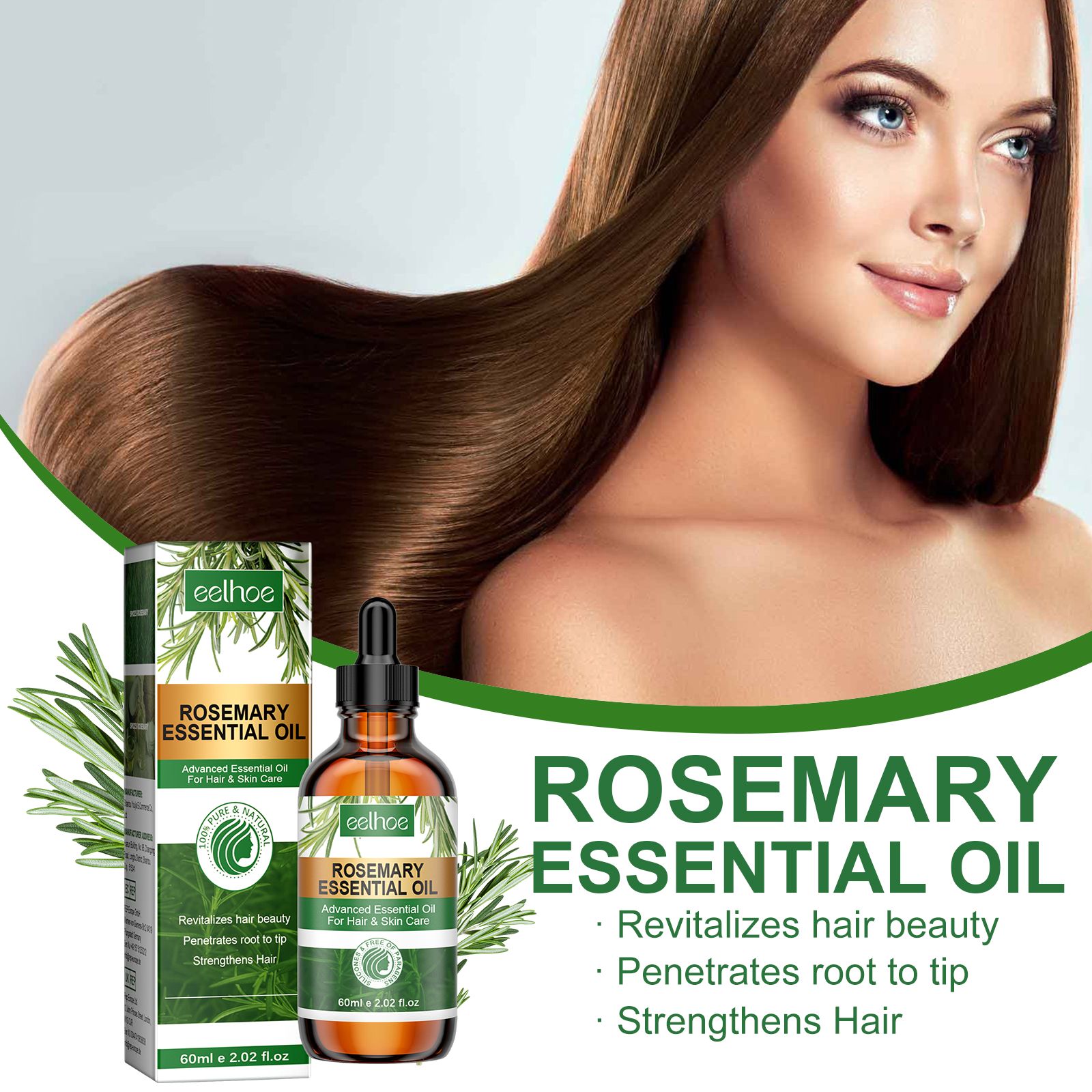 Rosemary Hair Oil Moisturizing Strengthening For Damaged Hair Smoothing And Daily Scalp Care
