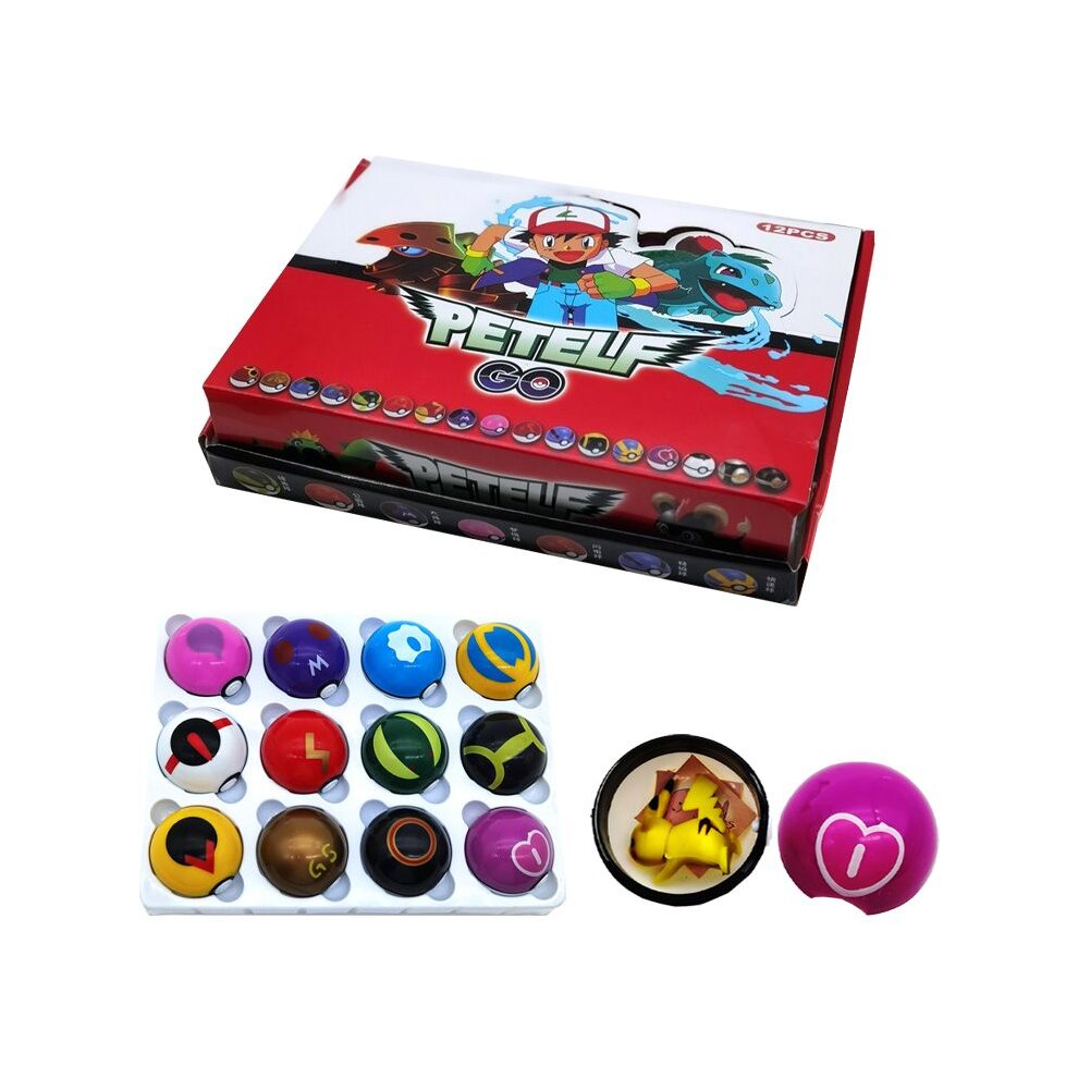 12PC 1.9INCH Pokemon Ball Set Clip 'n' Go Pokeball Random Toys Action Figures Kids Gift