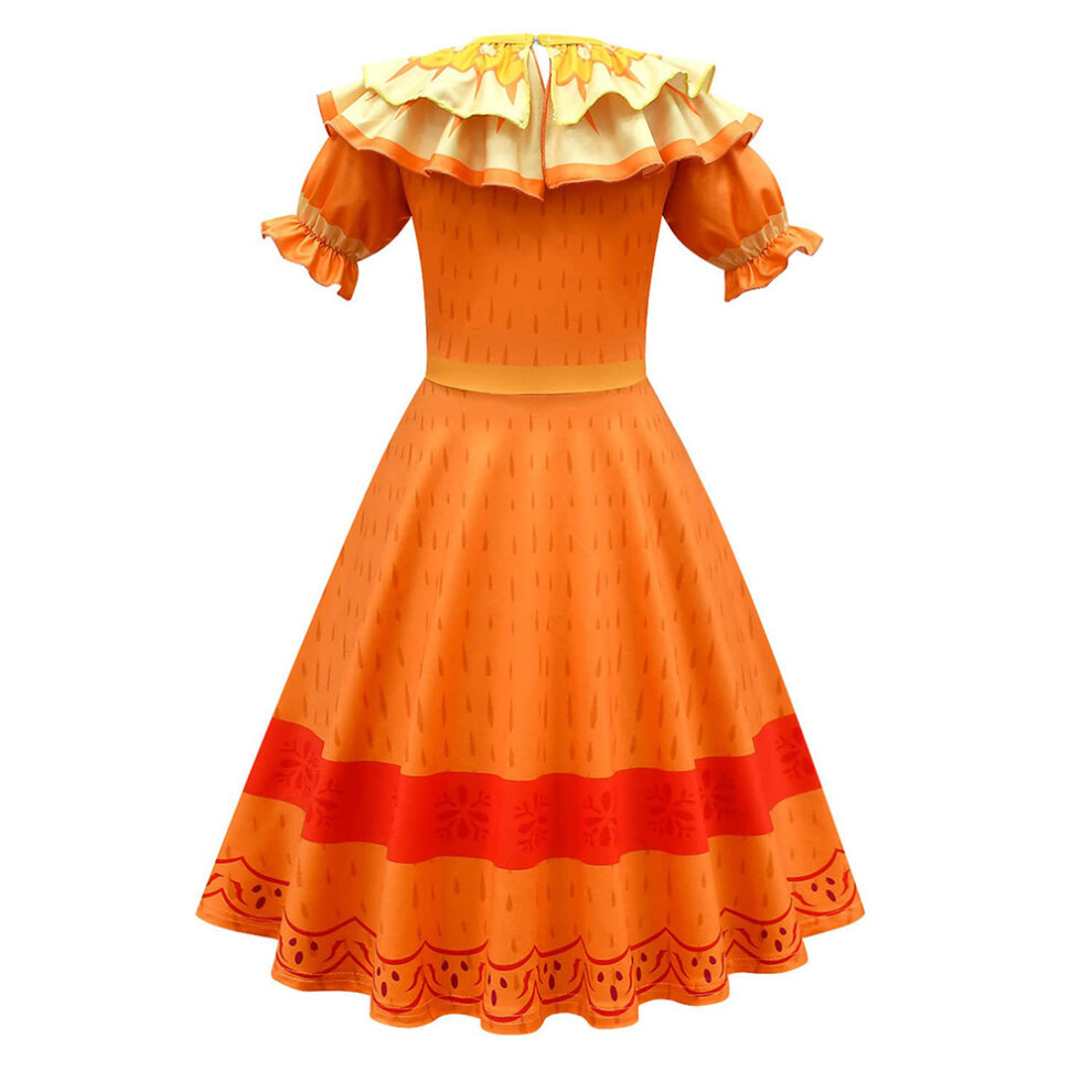 (6-7 Years) Kids Girls Encanto Pepa Birthday Party Dress Cosplay Costume Princess Hallow