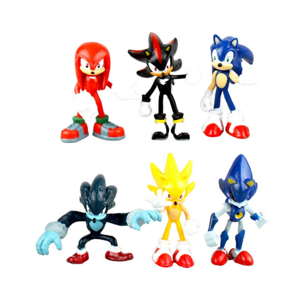 6PCS Set Sonic The Hedgehog PVC Sonic Action Figure Gift Kids Toy