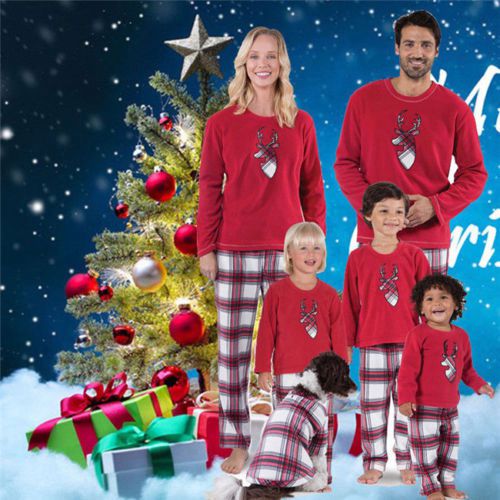 (2T Kids) Family Matching Christmas Pyjamas Set Reindeer Pajamas PJs Set Xmas Sleepwear Nightwear for Mens Womens Adults Kids 2022