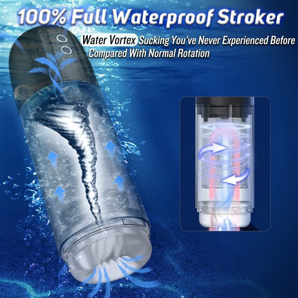 Pocket Pussy Masturbator Cup Automatic Sex Machine Stroker Adult Sex Toys 2 in 1 Vibrator for Men Penis Stimulation Enlargement Fully Waterproof with 7 Sucking Rotating Modes