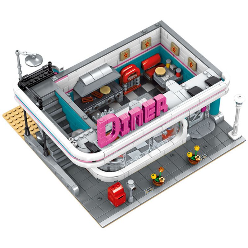 City Street View Restaurant Building Blocks Childrens Toys Boys And Girls Gifts