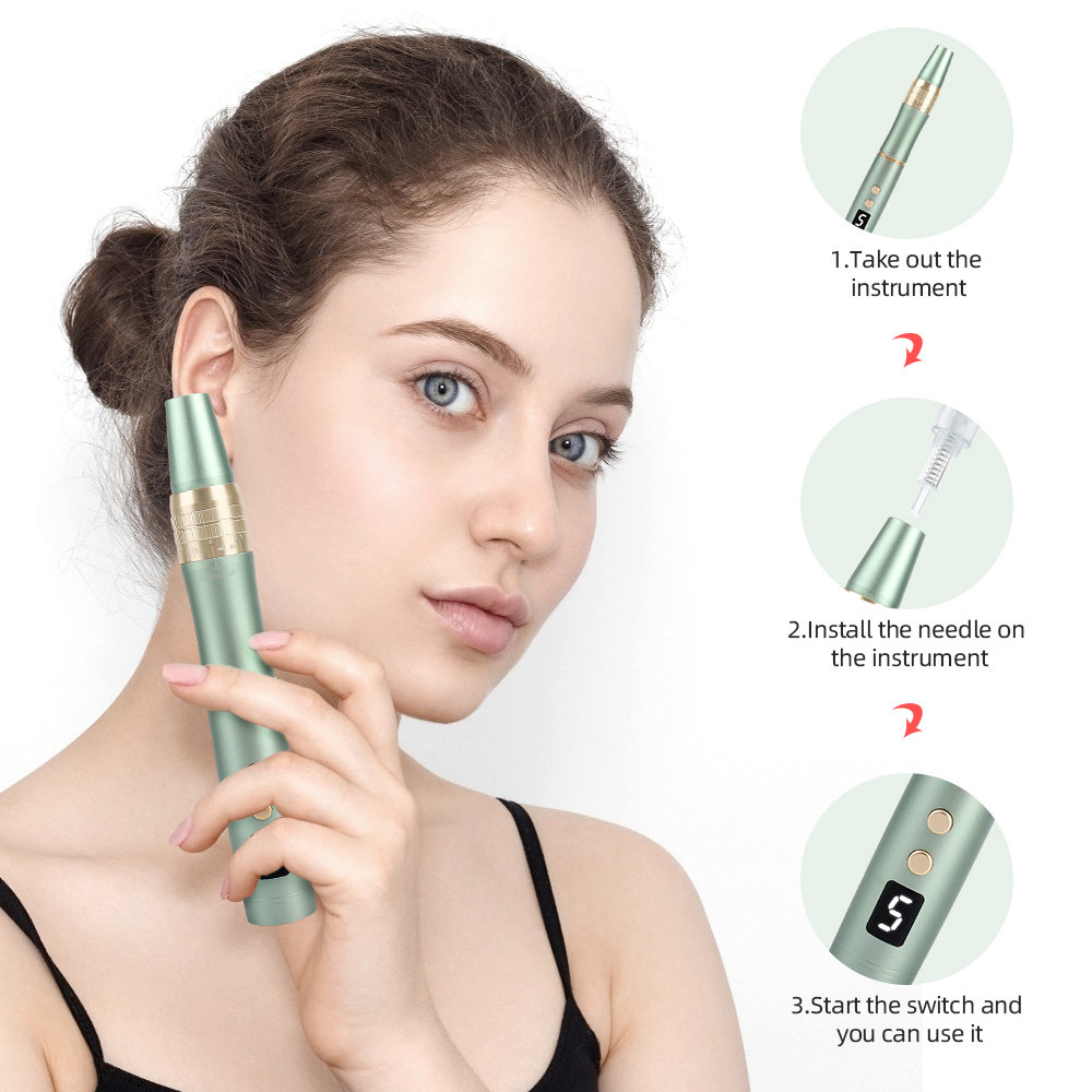 Derma Pen Electric Wireless Microneedling Pen  Micro Needle Beauty Instrument Home Derma System Therapy 4 Colors Photorejuvenation Skin Needling Pen