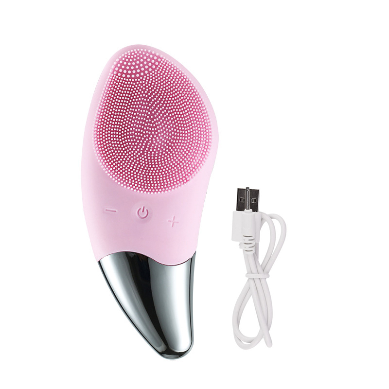 (Green) Electric Facial Cleansing Brush Silicone Sonic Face Cleaner Mini Face Cleaning Brush Device Deep Pore Cleaning Skin USB Recharge for All Skin Types