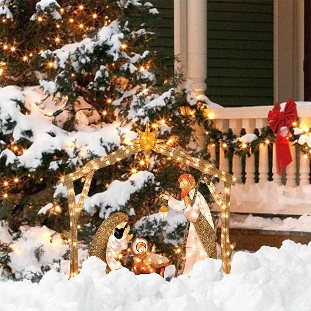 Christmas Decoration Christmas Jesus Holy Family Nativity Scene Yard Ornaments Outdoor Garden Decor with Lights String