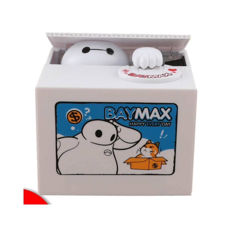 Baymax Kids Cartoon with music Bank Money Coin Saving Box Gift Stealing Eating Coin Storage