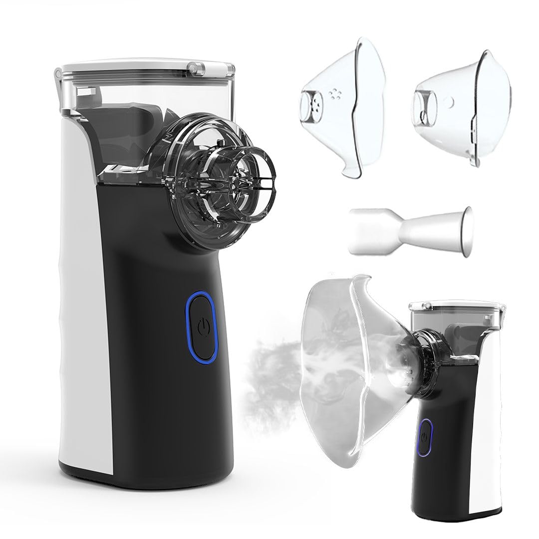 (Blue) Portable Handheld Nebulizer Mini Portable Steam Inhaler Electric Handheld Machine Steam Inhaler Atomizer for Adults and Kids Travel and Home Use