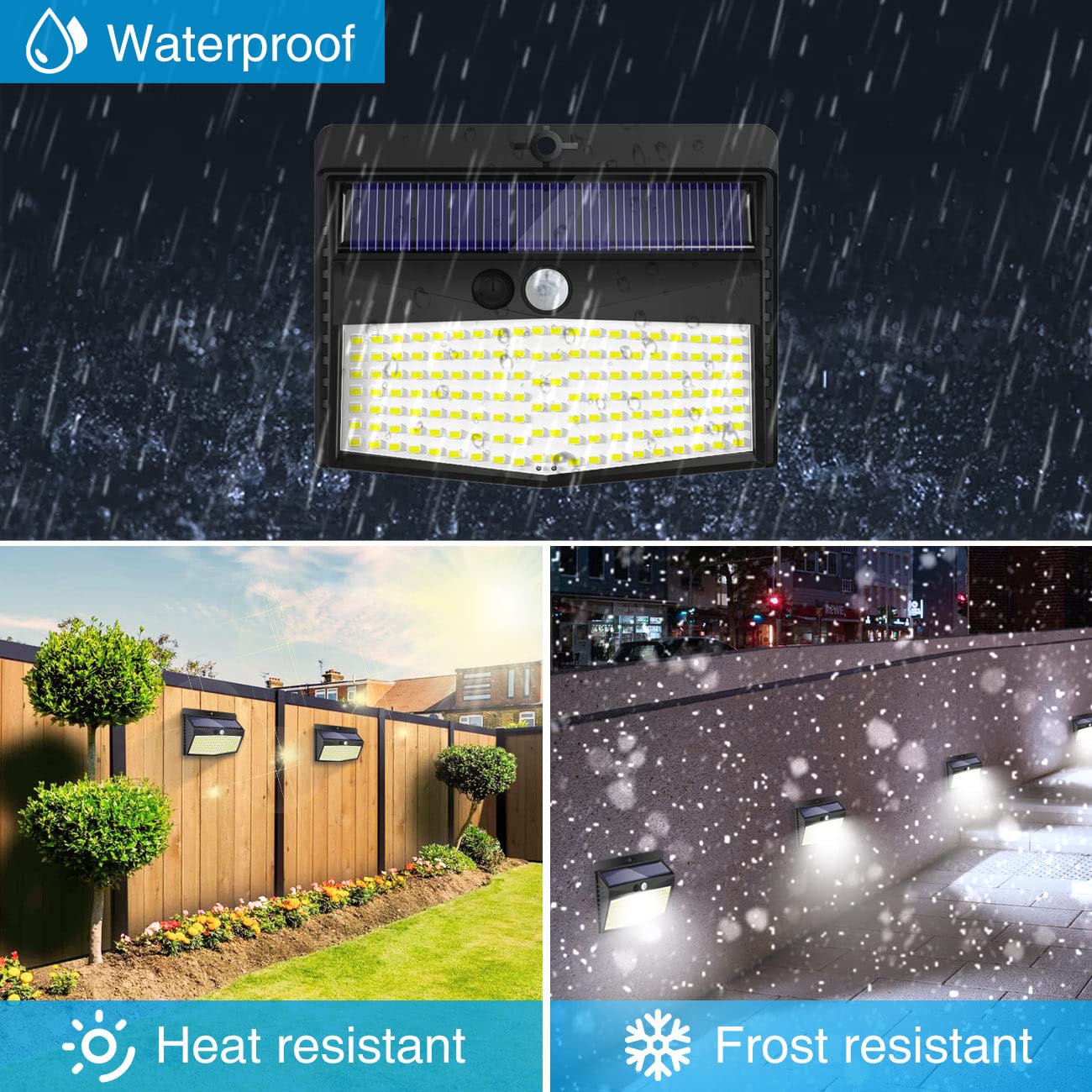 Solar Security Lights Outdoor 138 LED Solar Powered Fence Light Solar Wall Lighting for Garden Outside