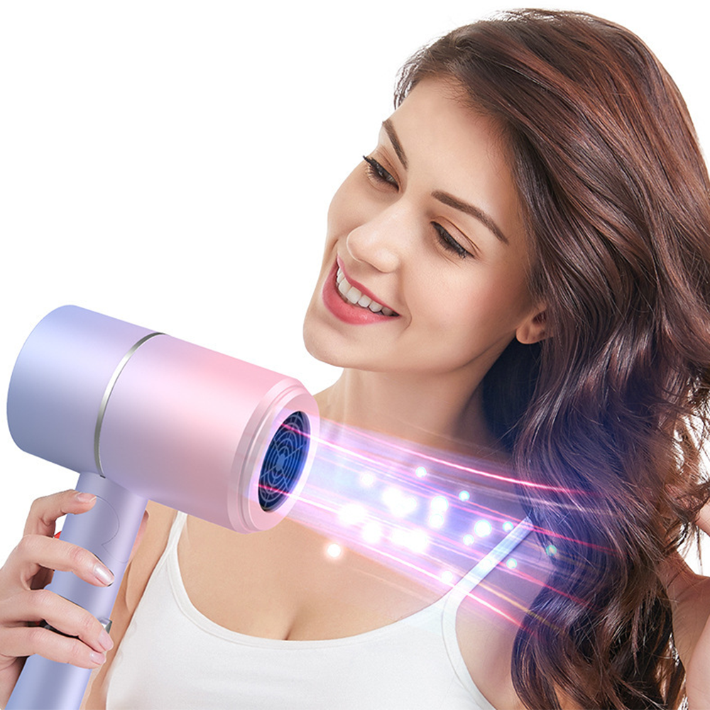 (White) Hair Dryer Professional Household Electric Negative Ionic Blower 7000 rpm Foldable UK