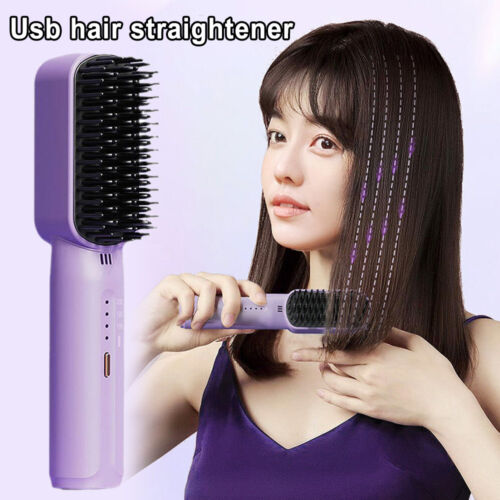 USB Hair Straightener Hair Styling Devices Portable Cordless Hair Straightener Mini Comb Rechargeable