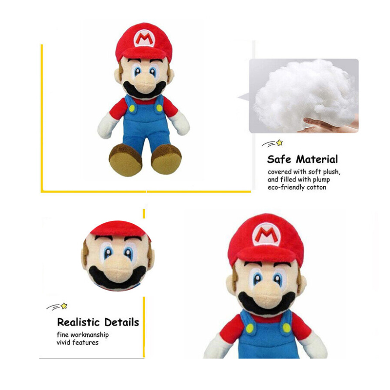 2Pcs Mario+Luigi Super Mario Bros Plush Doll Mario Luigi Soft Toy